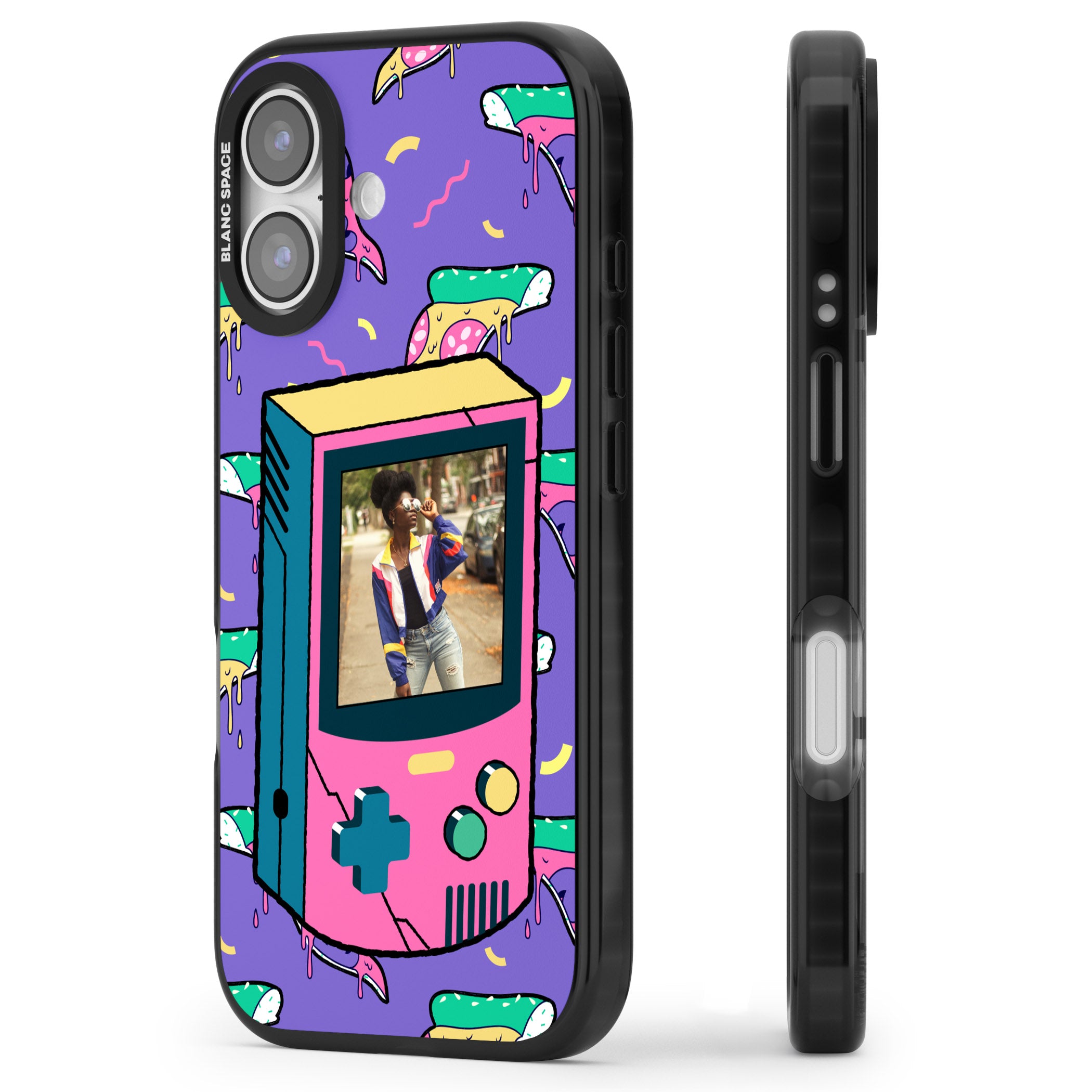 Personalised Retro Game Photo Case iPhone 17 Impact Pro Black Phone Case Side Profile