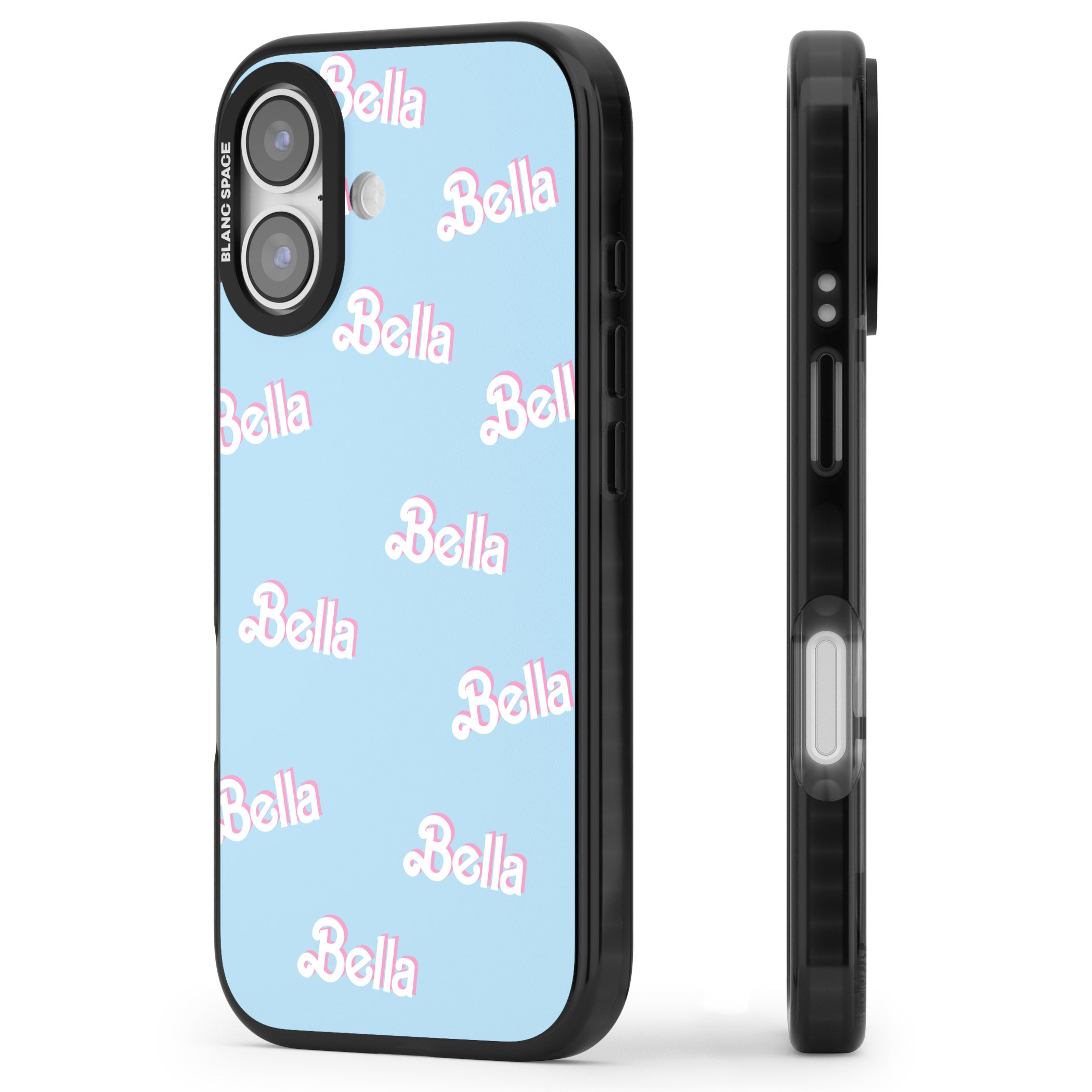 Personalised Cute Name Pattern iPhone 17 Impact Pro Black Phone Case Side Profile