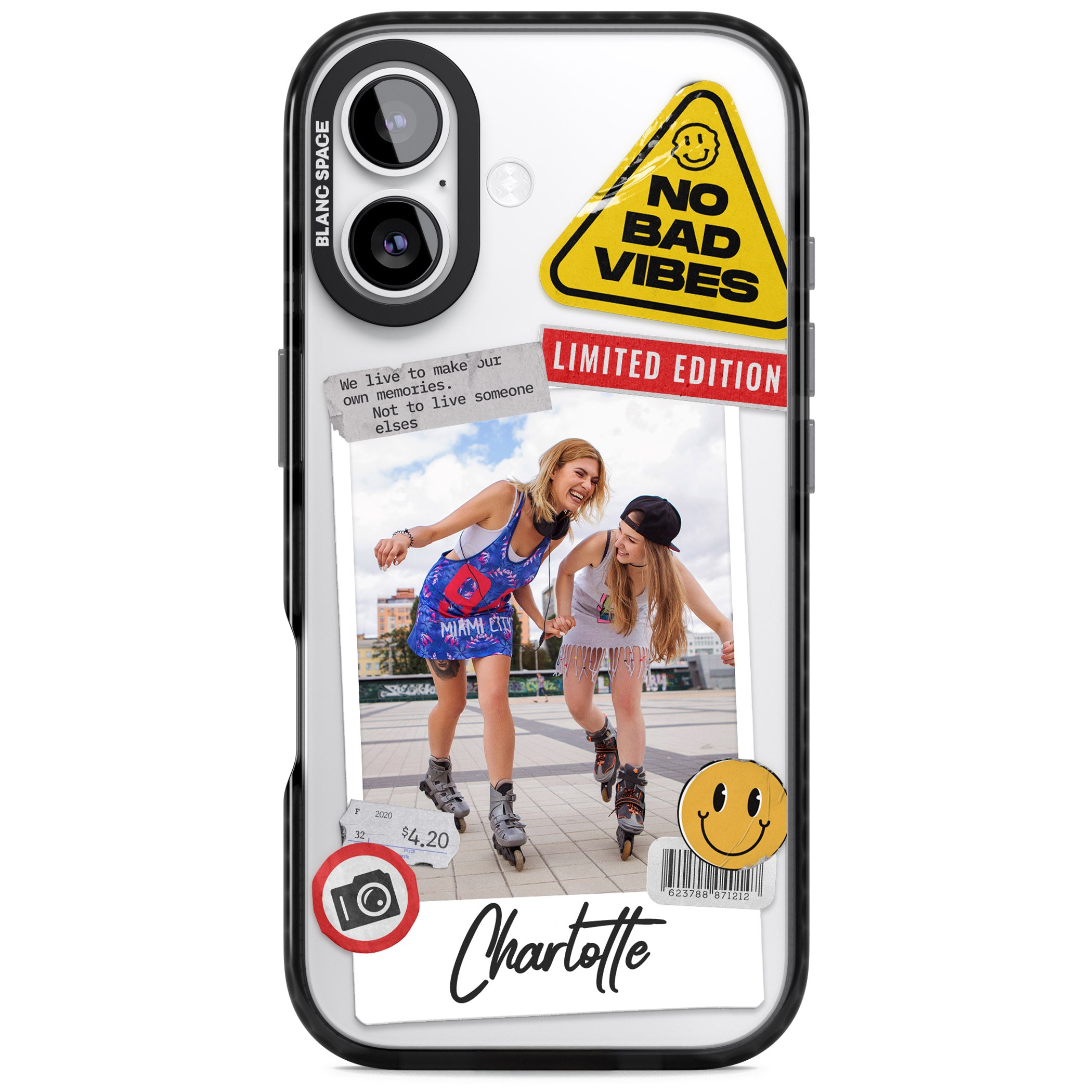 Personalised Sticker Mix Instant Photo iPhone 17 Impact Pro Black Phone Case