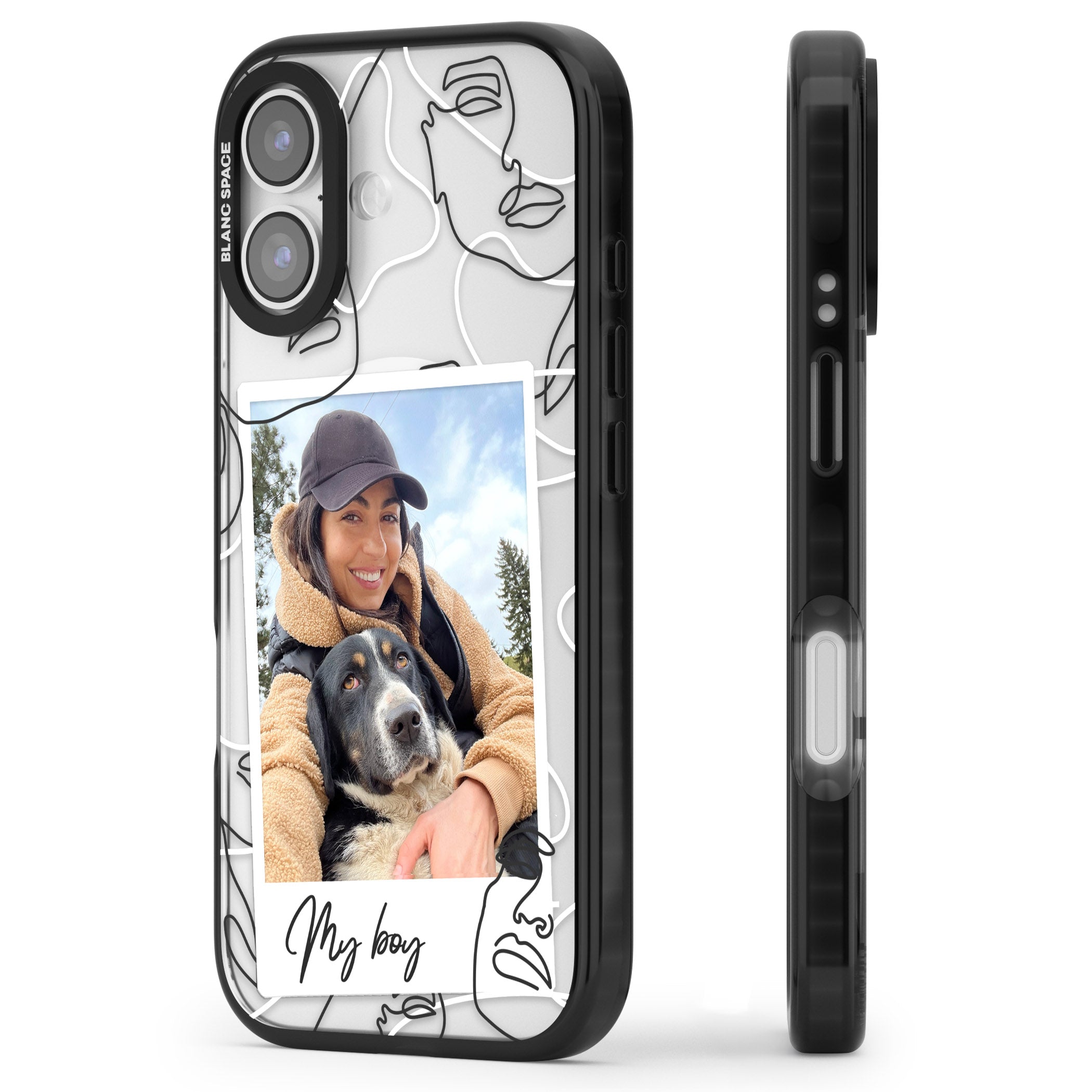 Personalised Abstract Faces Instant Photo iPhone 17 Impact Pro Black Phone Case Side Profile