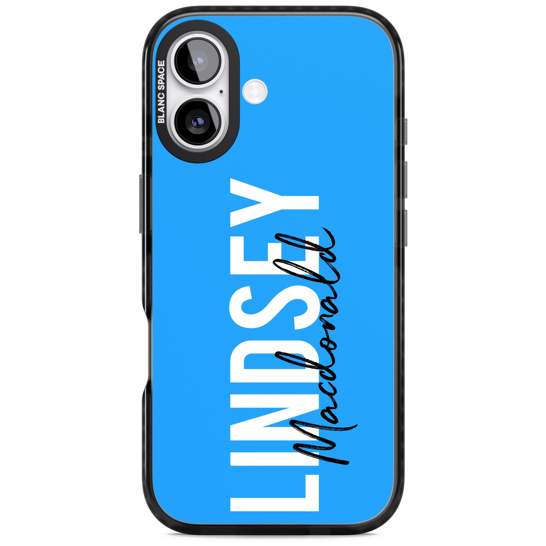 Personalised Bold Name: Blue iPhone 17 Impact Pro Black Phone Case
