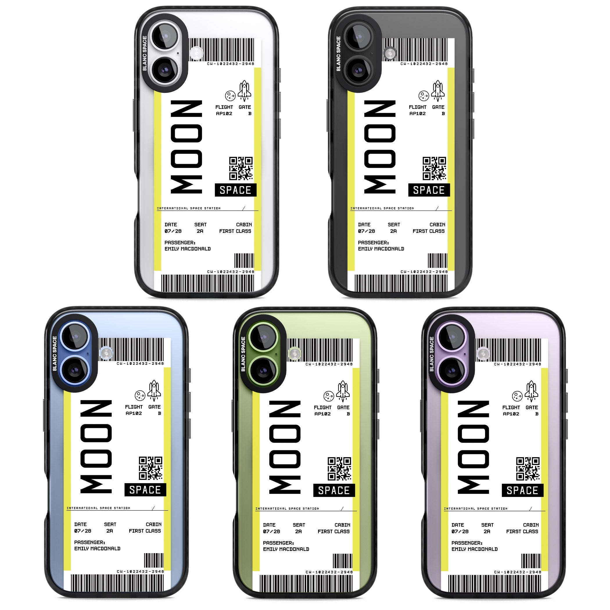 Personalised Moon Travel Ticket iPhone 17 Impact Pro Black Phone Case APT Impact Protection