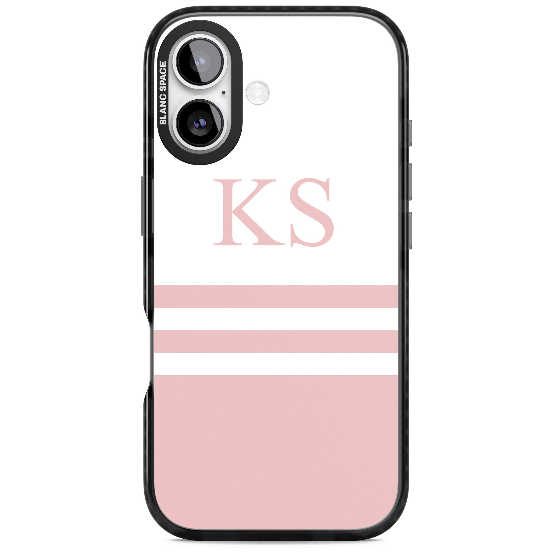 Personalised Pink Stripes & Initials iPhone 17 Impact Pro Black Phone Case