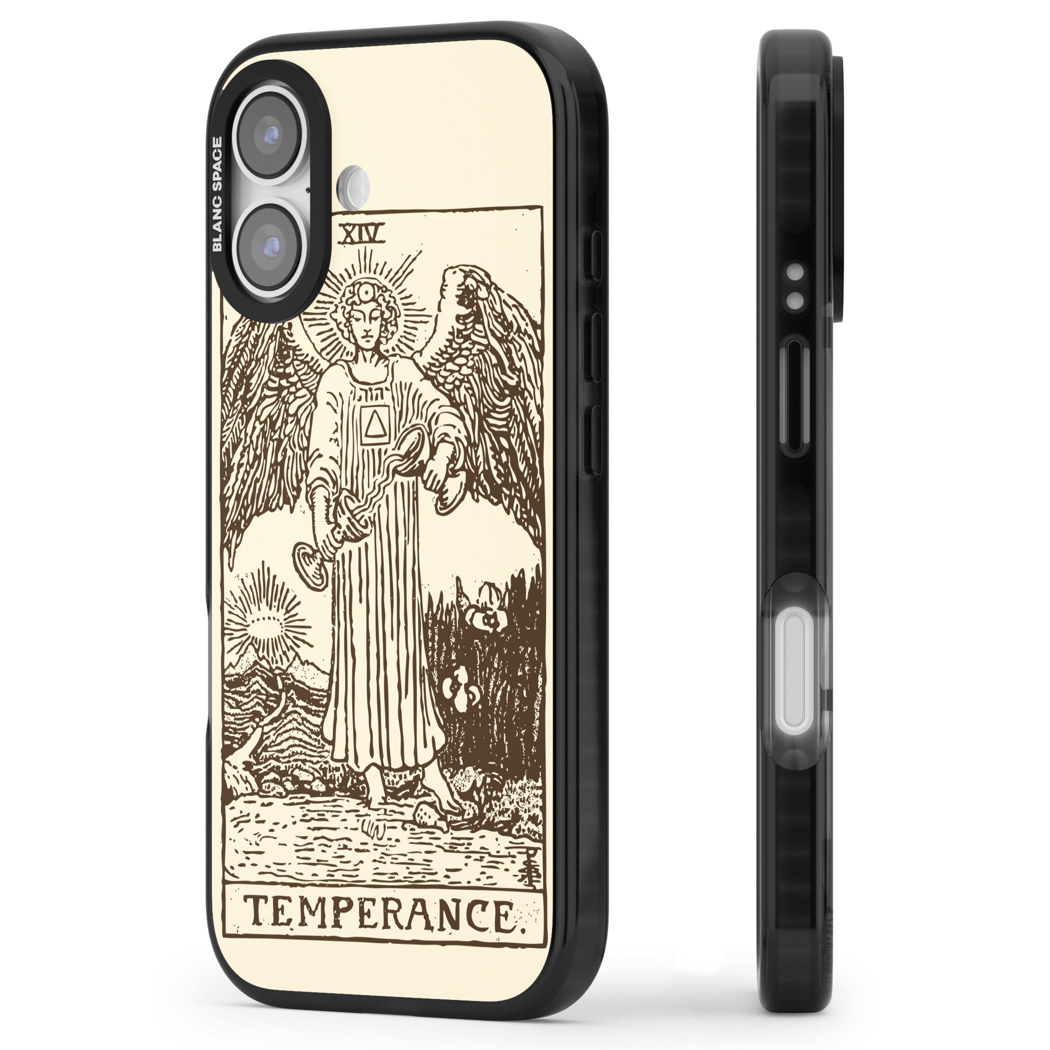 Personalised Temperance Tarot Card (Cream) iPhone 17 Impact Pro Black Phone Case Side Profile