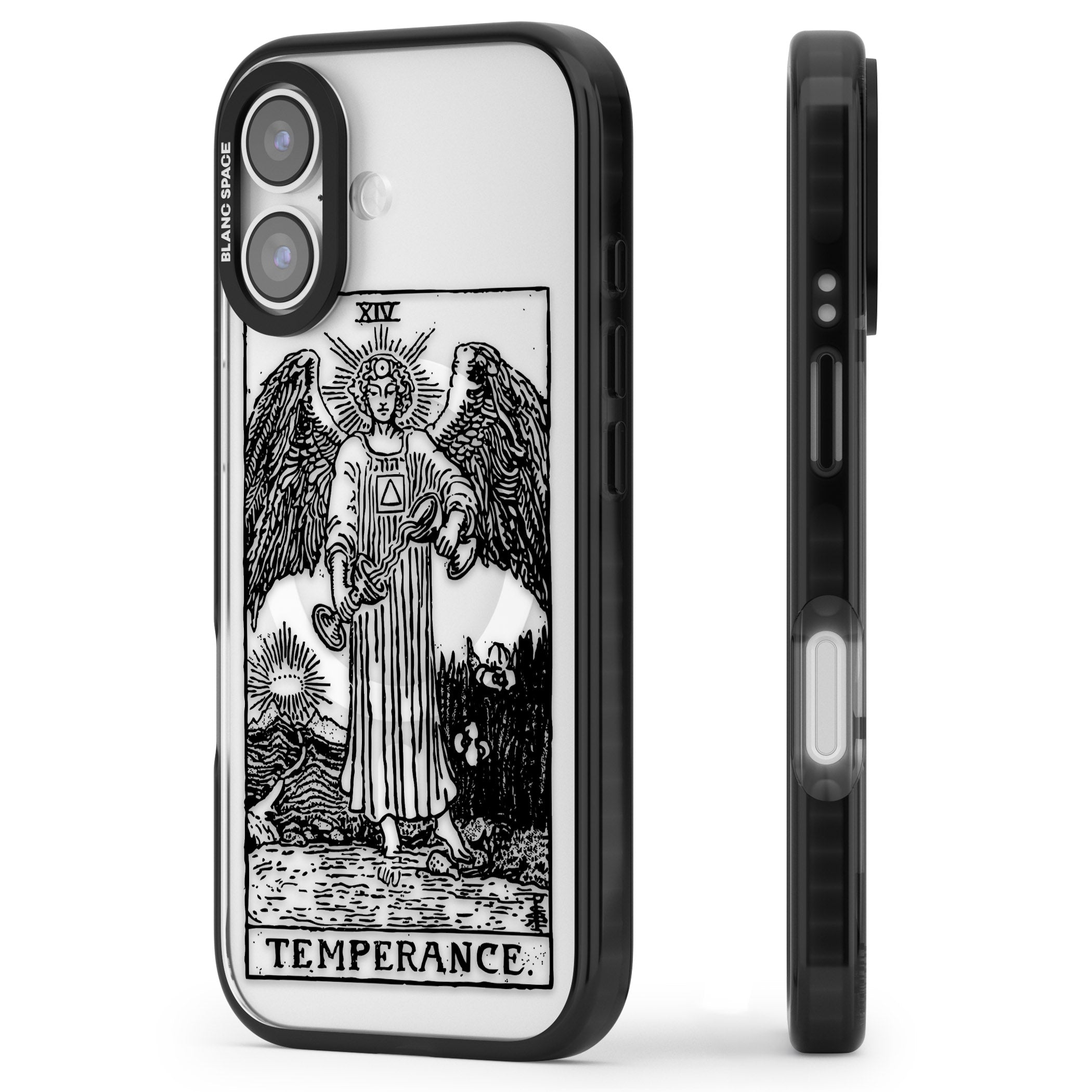 Personalised Temperance Tarot Card (Clear) iPhone 17 Impact Pro Black Phone Case Side Profile
