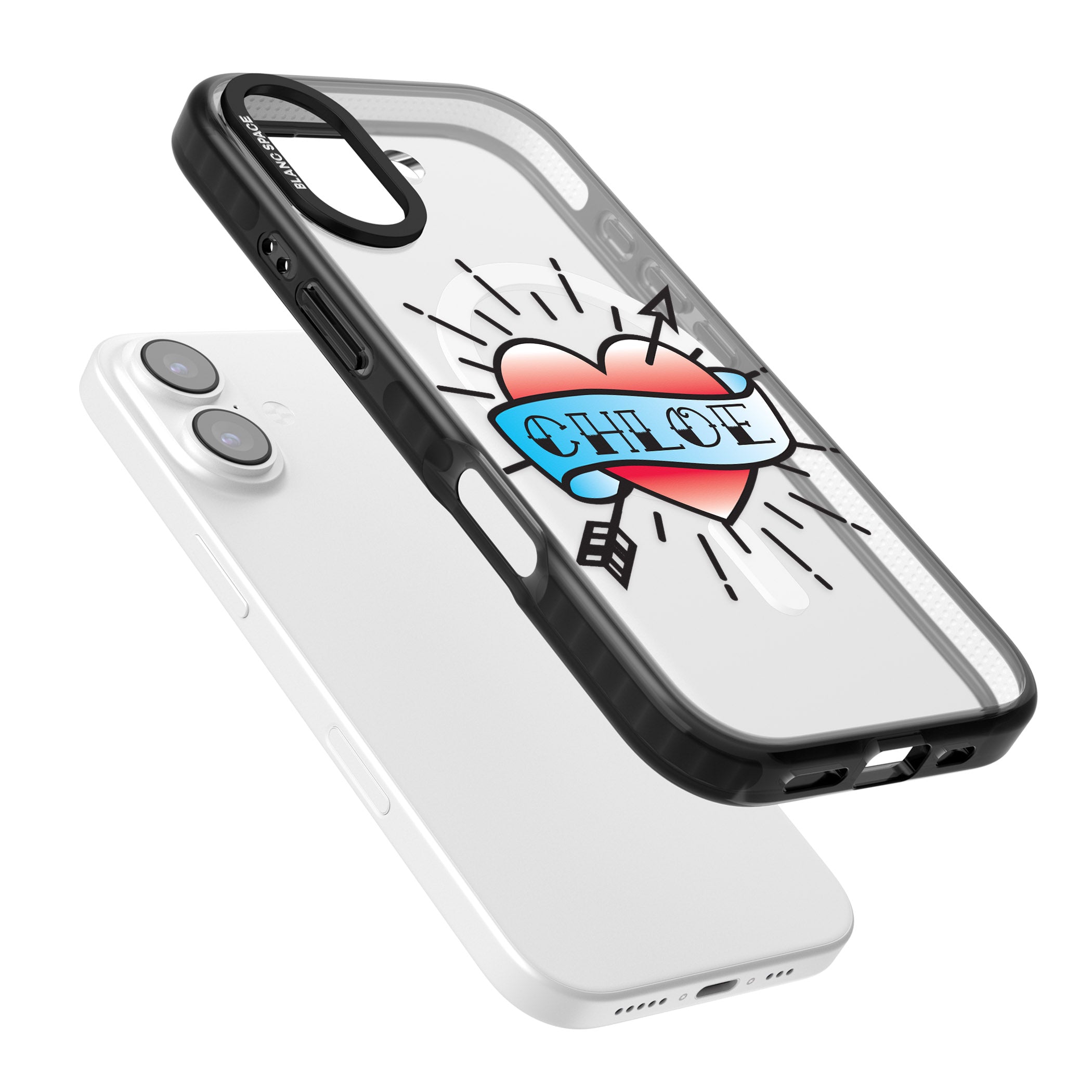 Personalised Heart Tattoo iPhone 17 Impact Pro Black Phone Case Colours