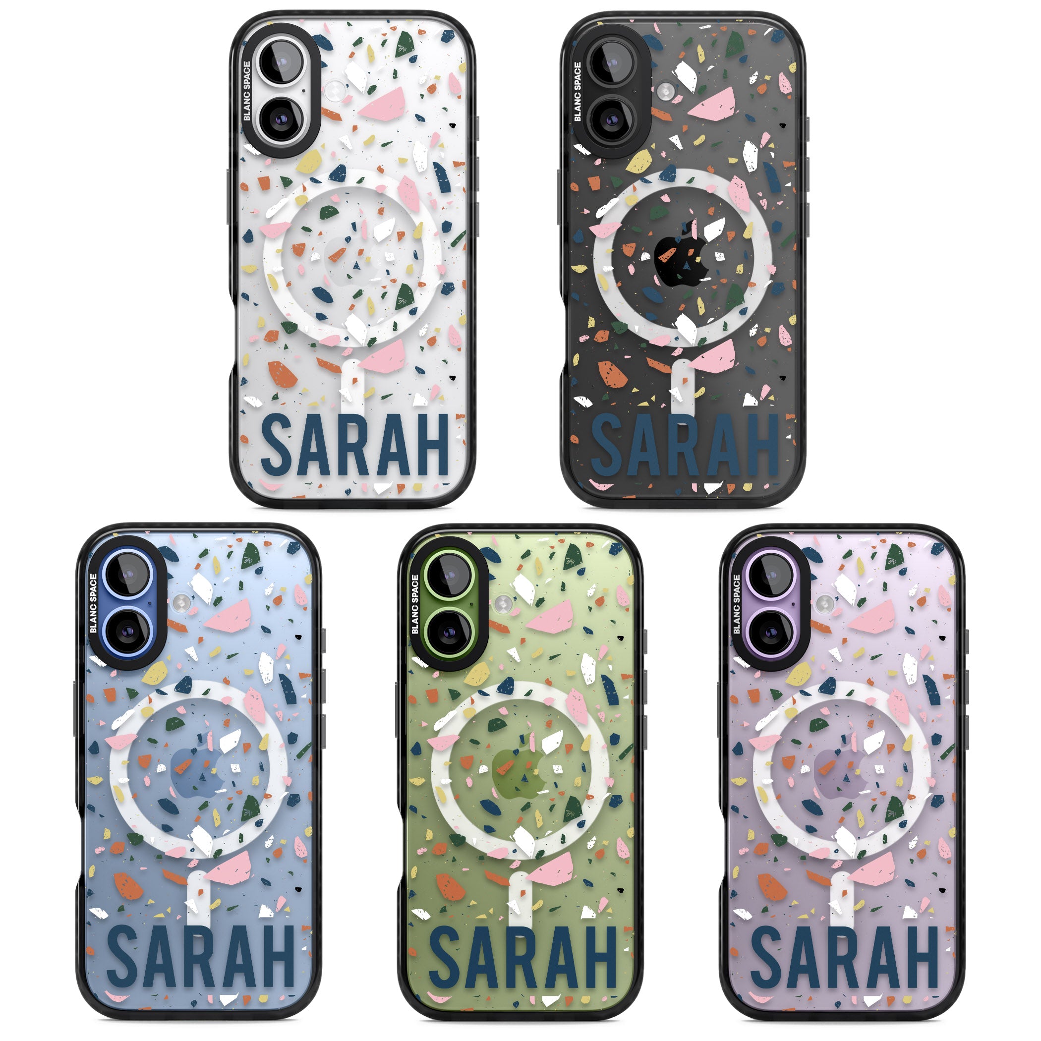 Personalised Terrazzo iPhone 17 Impact Pro Black Phone Case APT Impact Protection