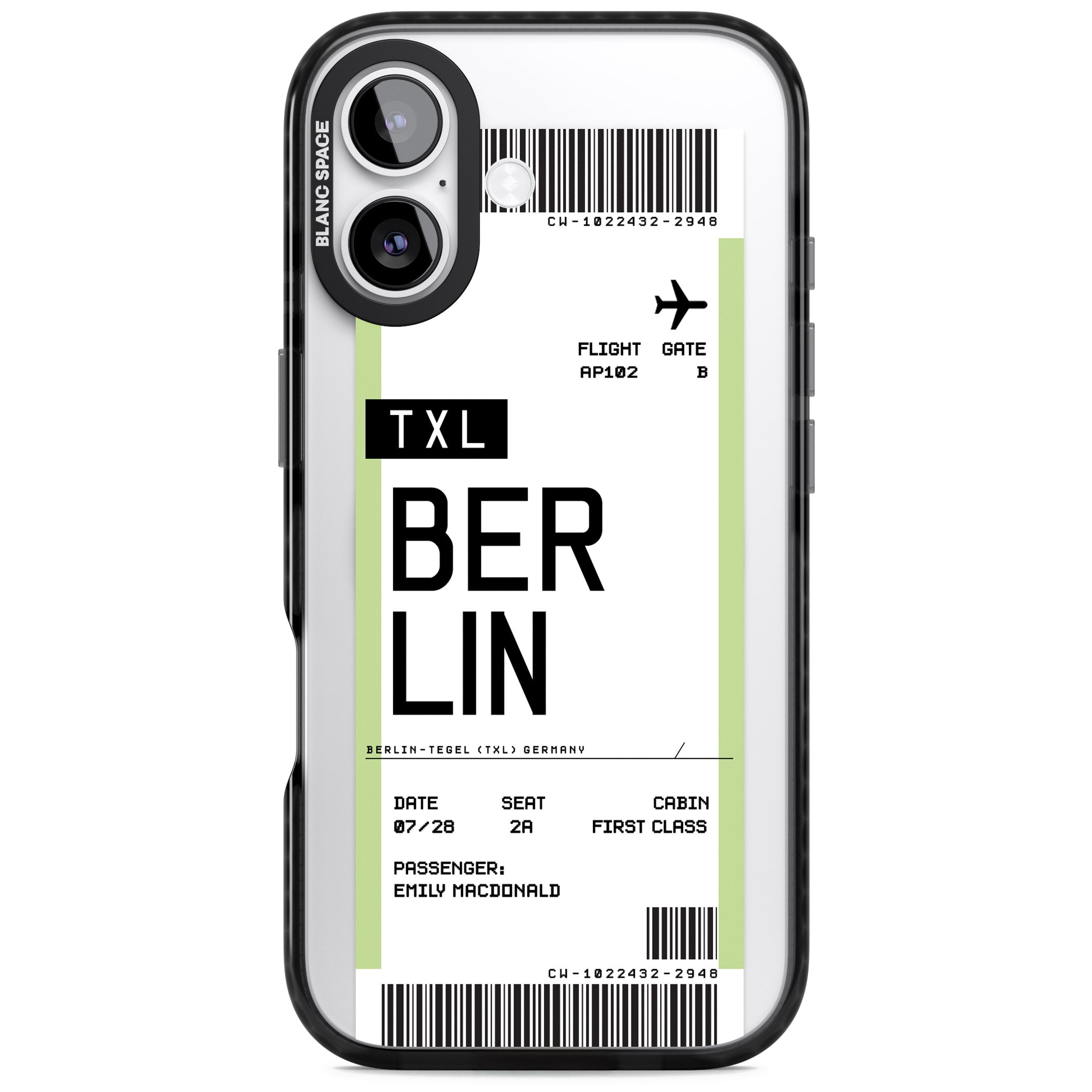 Personalised Berlin Boarding Pass iPhone 17 Impact Pro Black Phone Case
