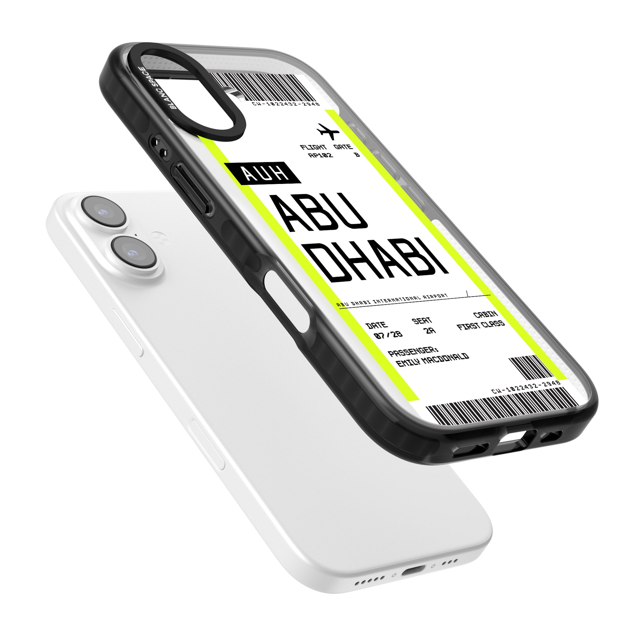 Personalised Abu Dhabi Boarding Pass iPhone 17 Impact Pro Black Phone Case Colours