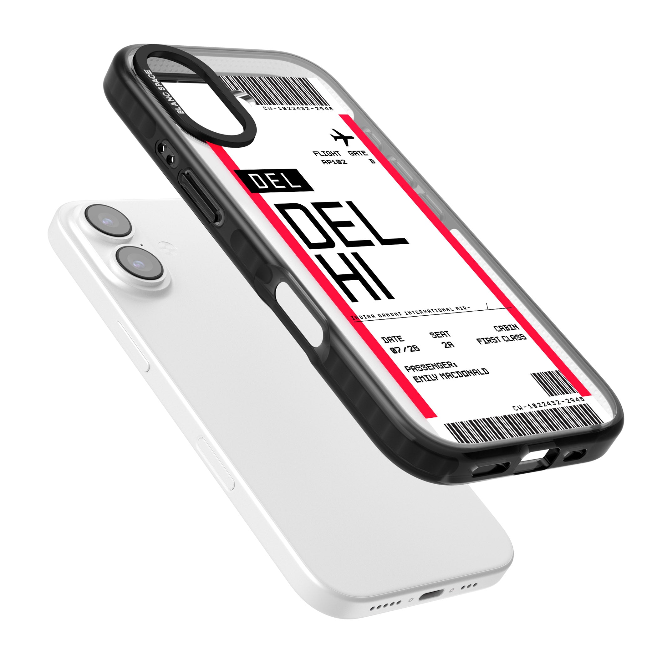 Personalised Delhi Boarding Pass iPhone 17 Impact Pro Black Phone Case Colours