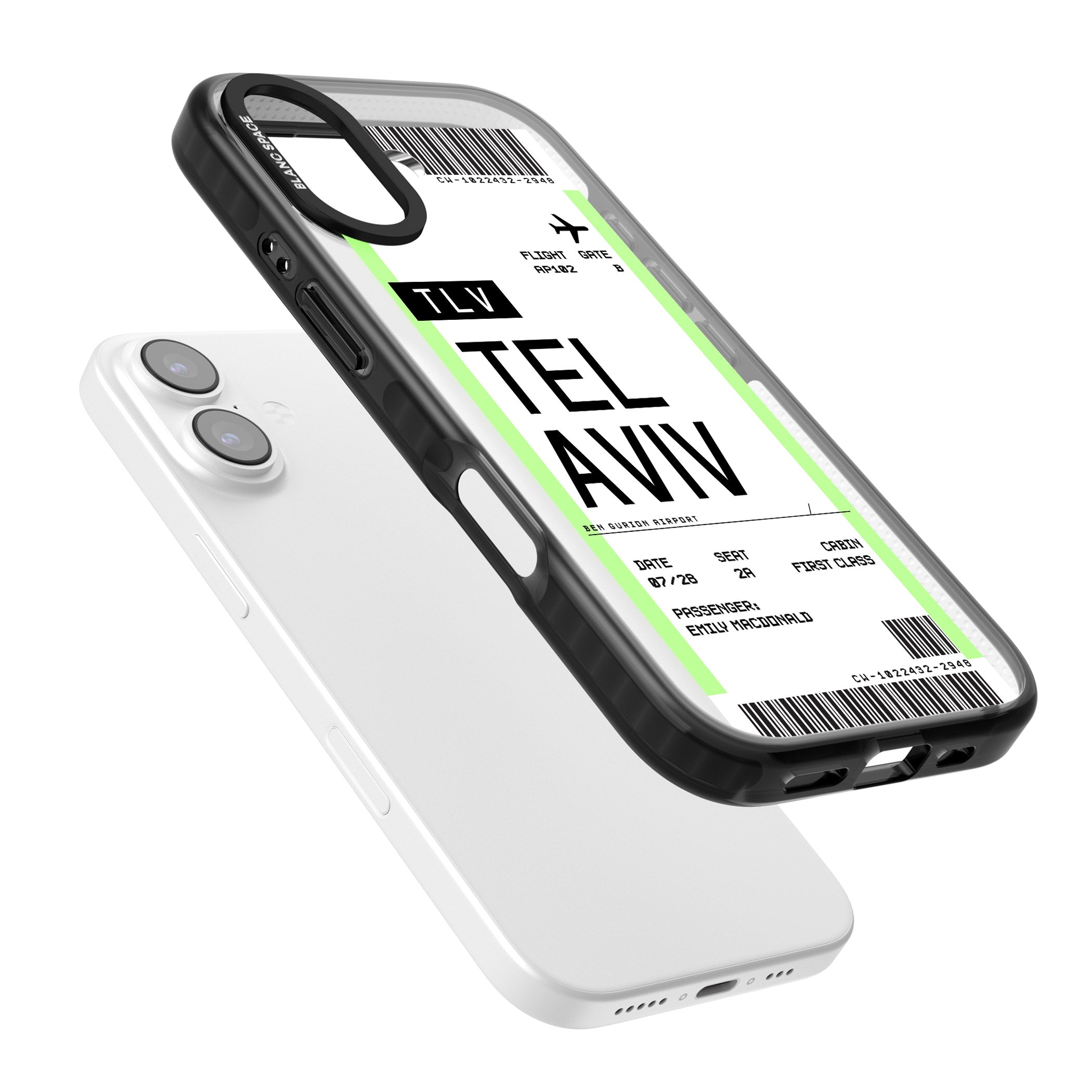 Personalised Tel Aviv Boarding Pass iPhone 17 Impact Pro Black Phone Case Colours