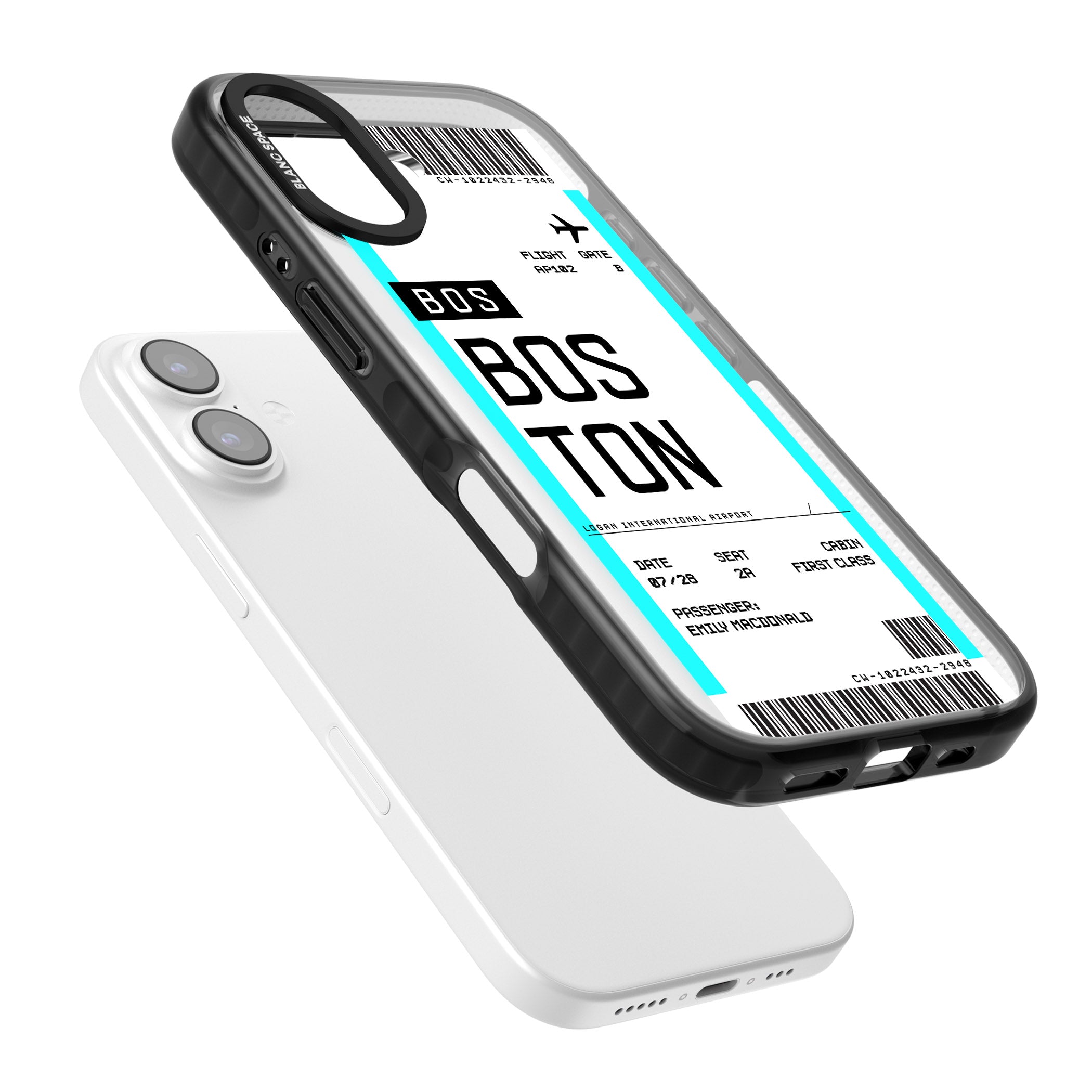 Personalised Boston Boarding Pass iPhone 17 Impact Pro Black Phone Case Colours