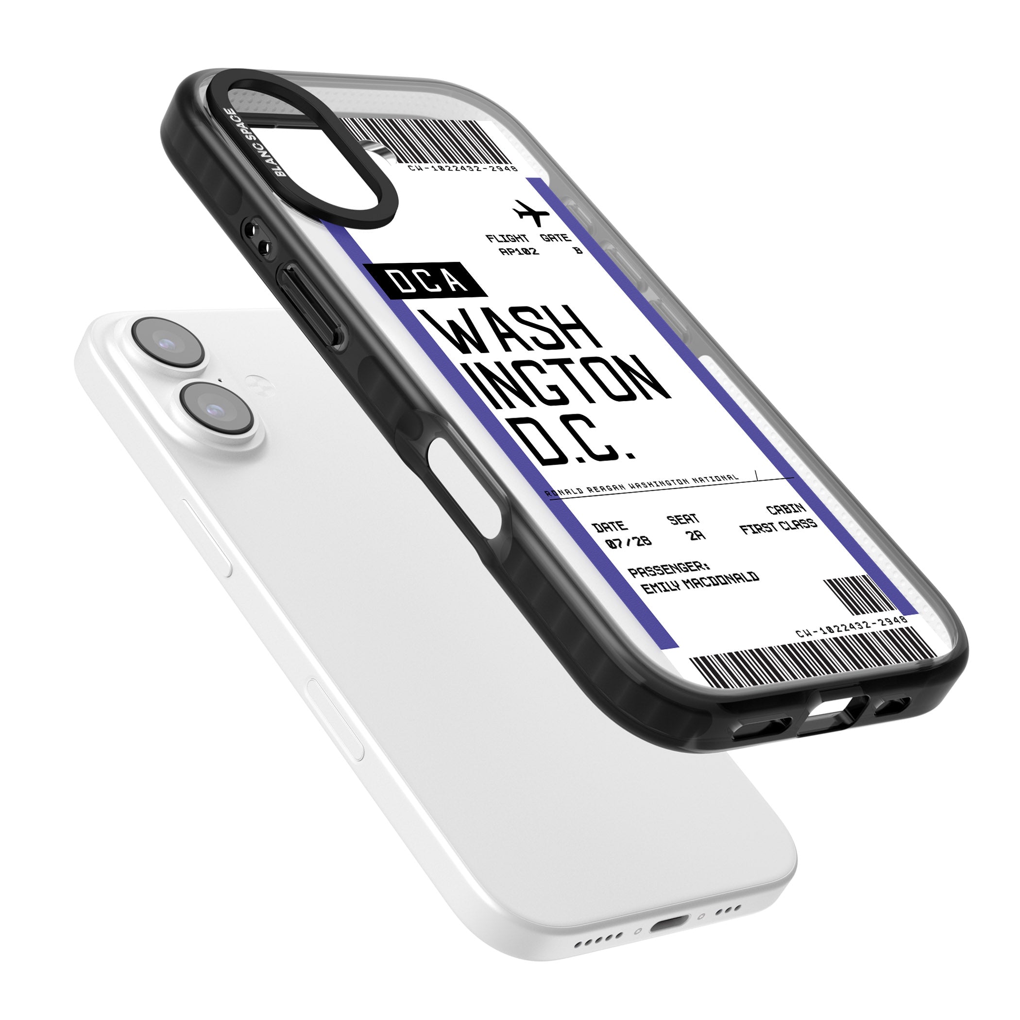 Personalised Washington D.C. Boarding Pass iPhone 17 Impact Pro Black Phone Case Colours