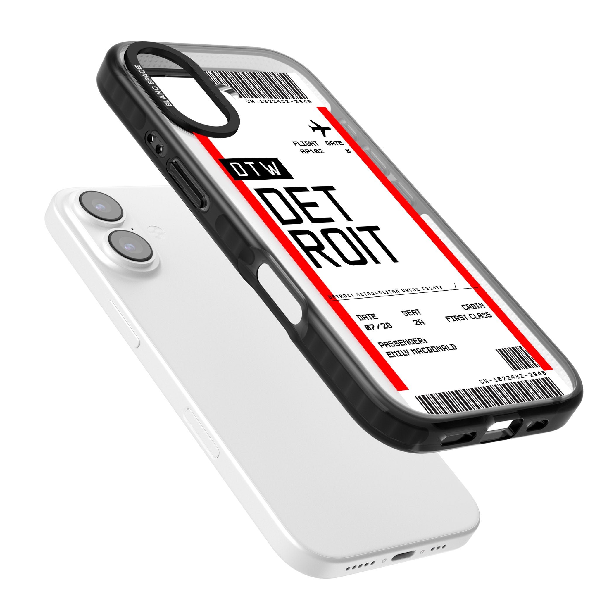 Personalised Detroit Boarding Pass iPhone 17 Impact Pro Black Phone Case Colours