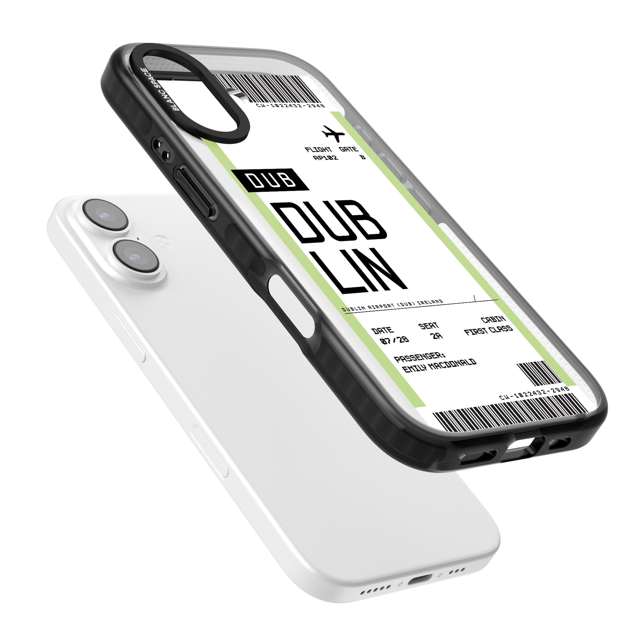 Personalised Dublin Boarding Pass iPhone 17 Impact Pro Black Phone Case Colours
