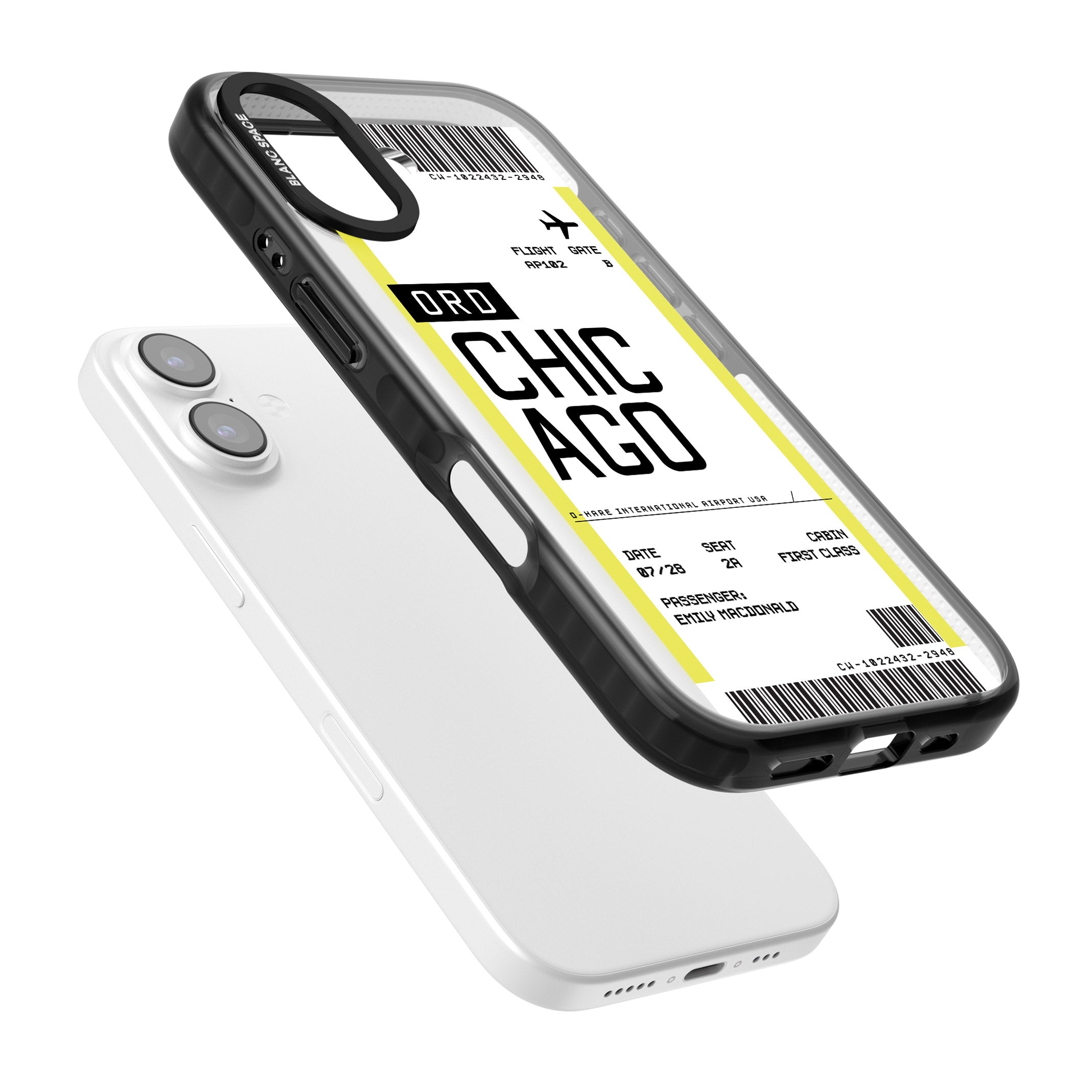 Personalised Chicago Boarding Pass iPhone 17 Impact Pro Black Phone Case Colours