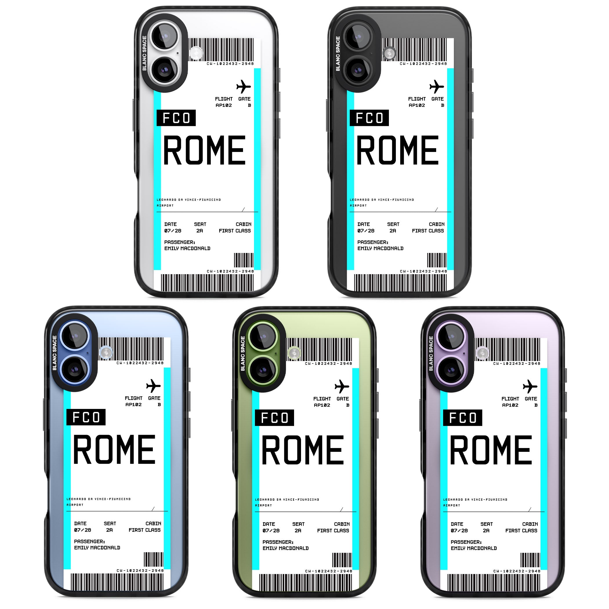 Personalised Rome Boarding Pass iPhone 17 Impact Pro Black Phone Case APT Impact Protection