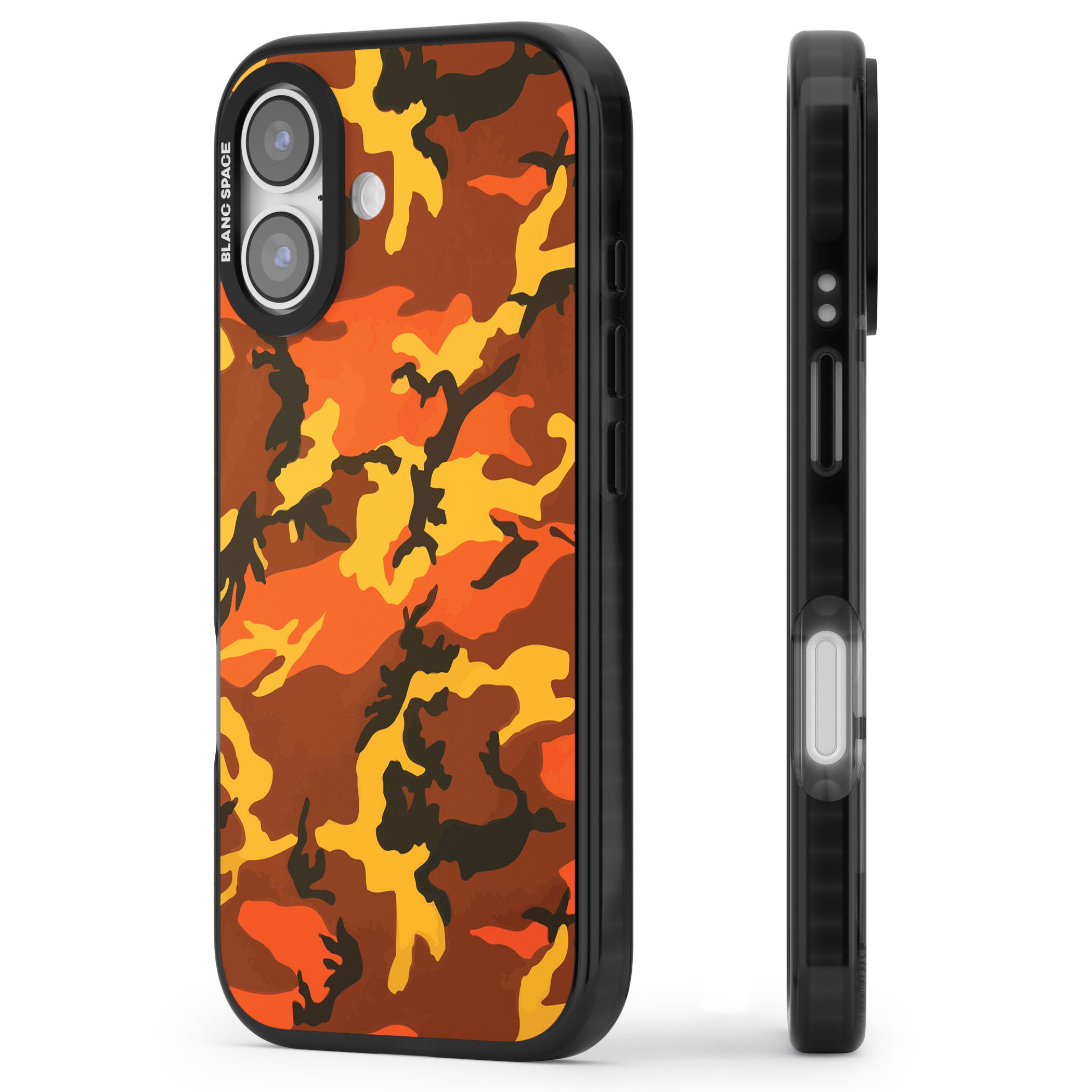 Orange Camo iPhone 17 Impact Pro Black Phone Case Side Profile