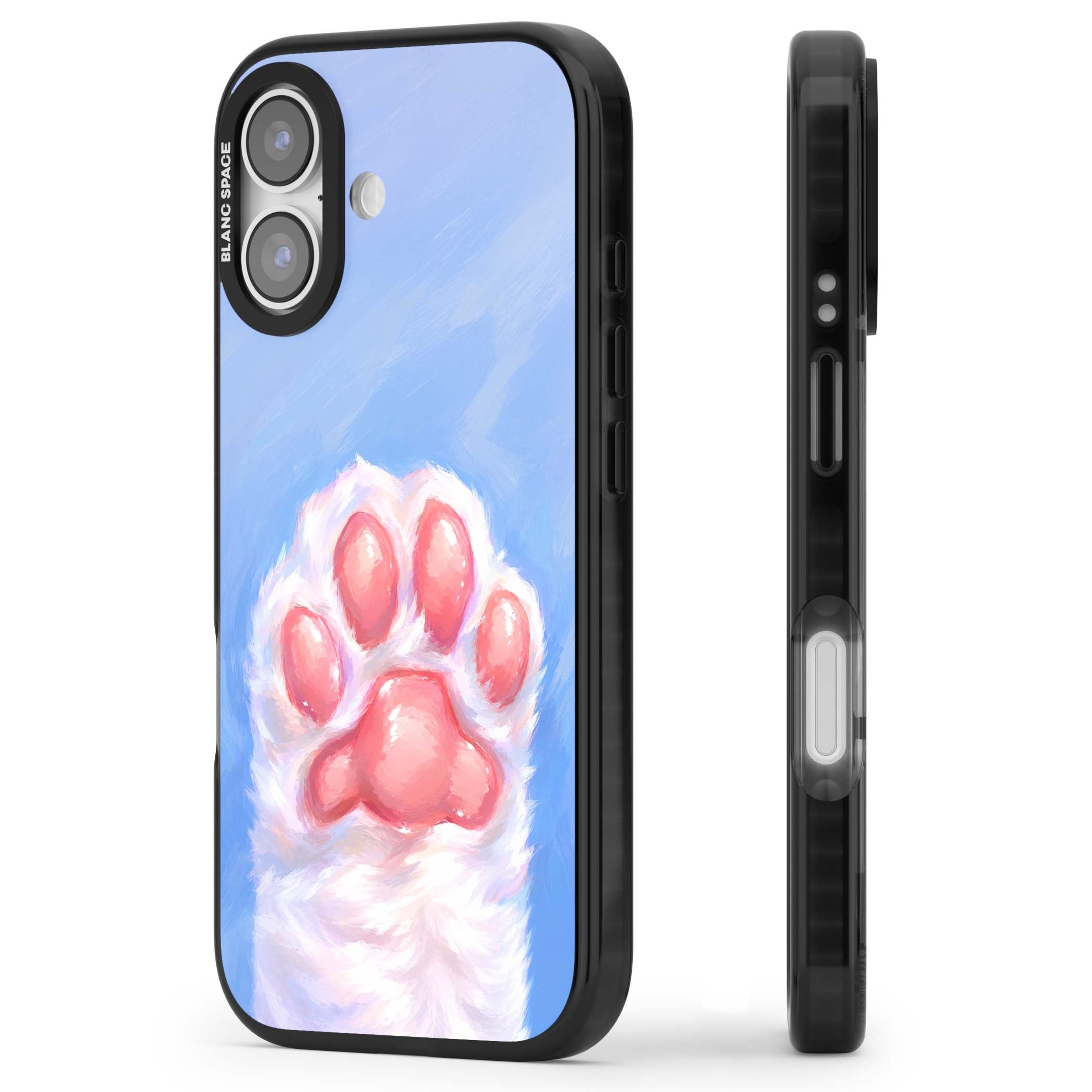 Soft White Paw cute iPhone case | Black Impact Magsafe case for iPhone 17