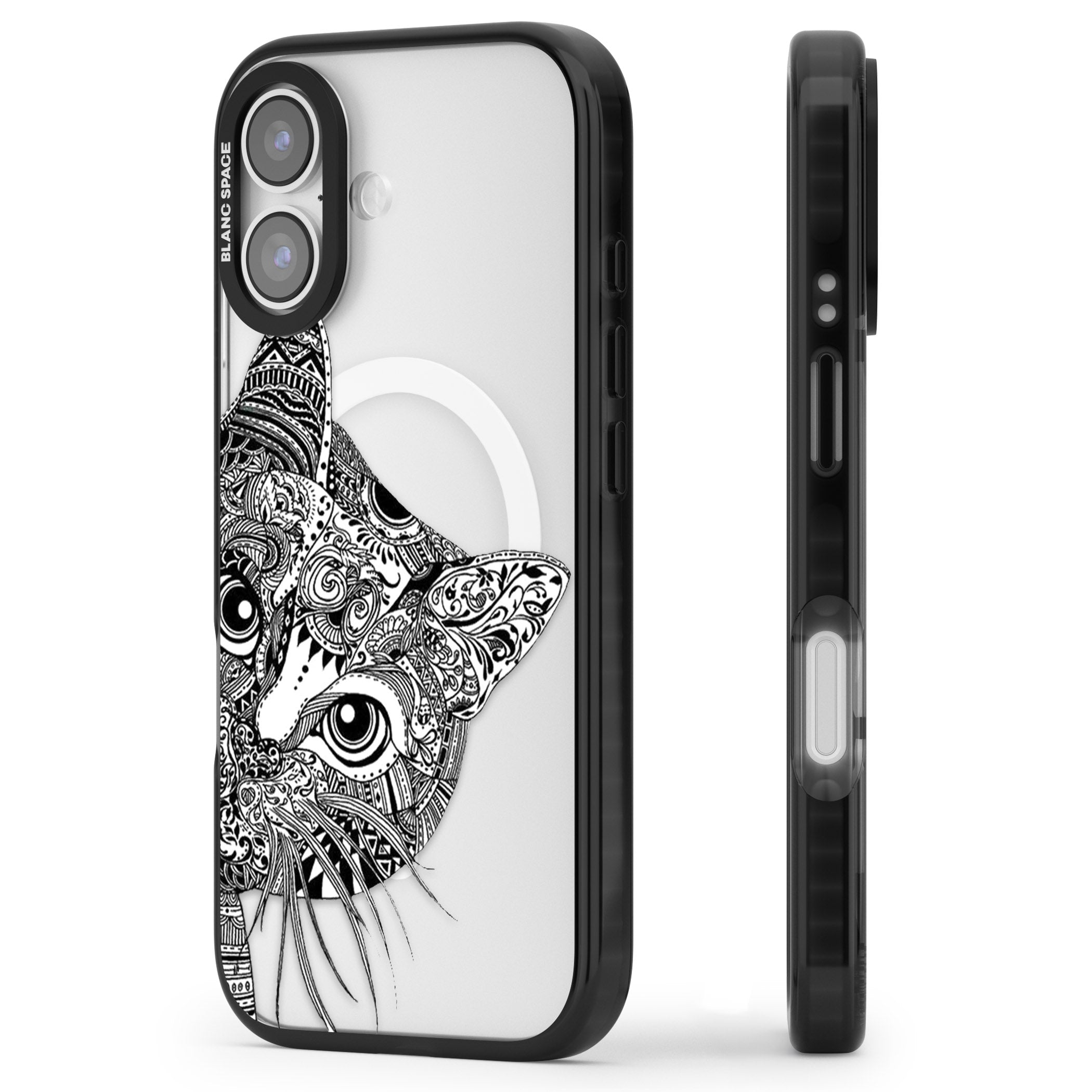 Henna Cat iPhone 17 Impact Pro Black Phone Case Side Profile
