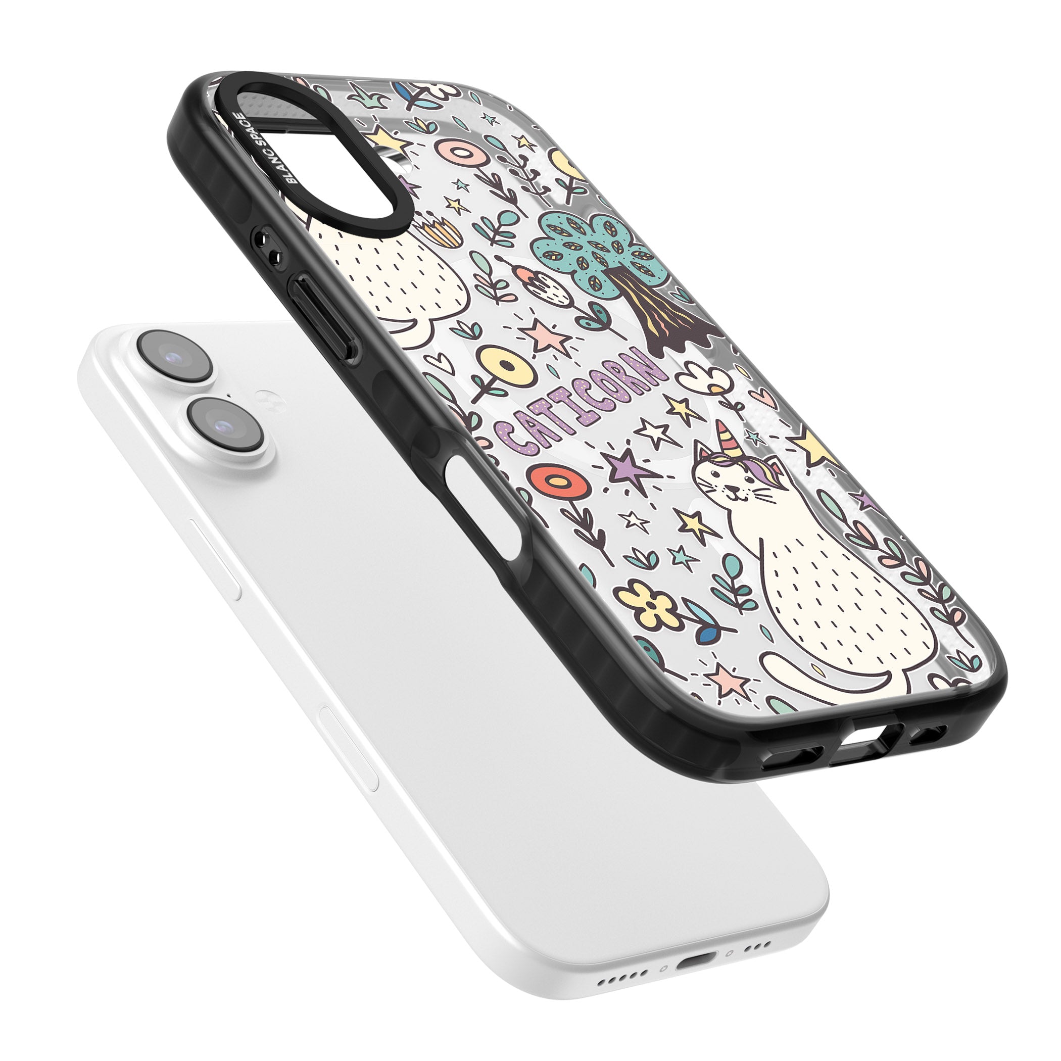 Caticorn Pattern iPhone 17 Impact Pro Black Phone Case Colours