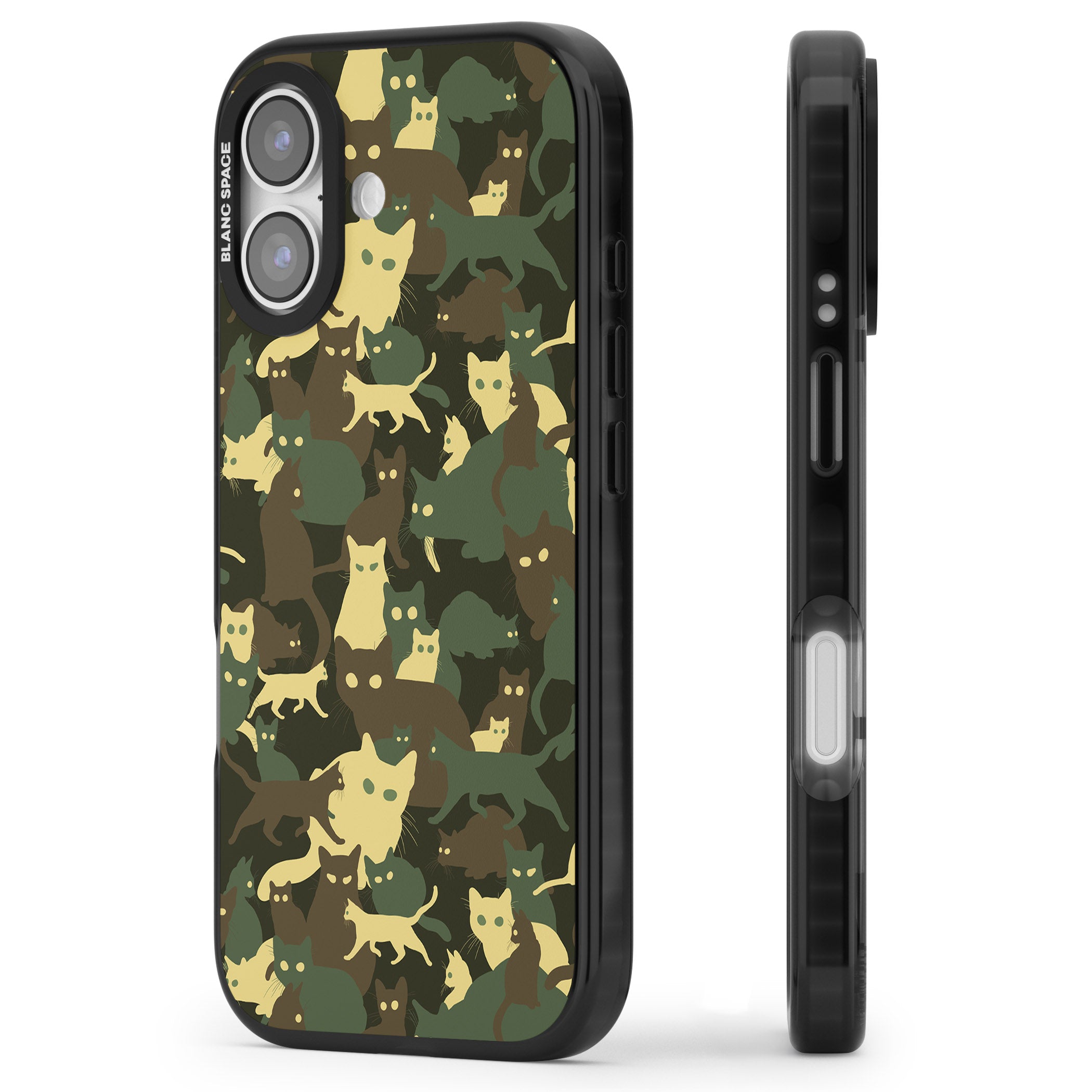 Forest Cat Camo iPhone 17 Impact Pro Black Phone Case Side Profile