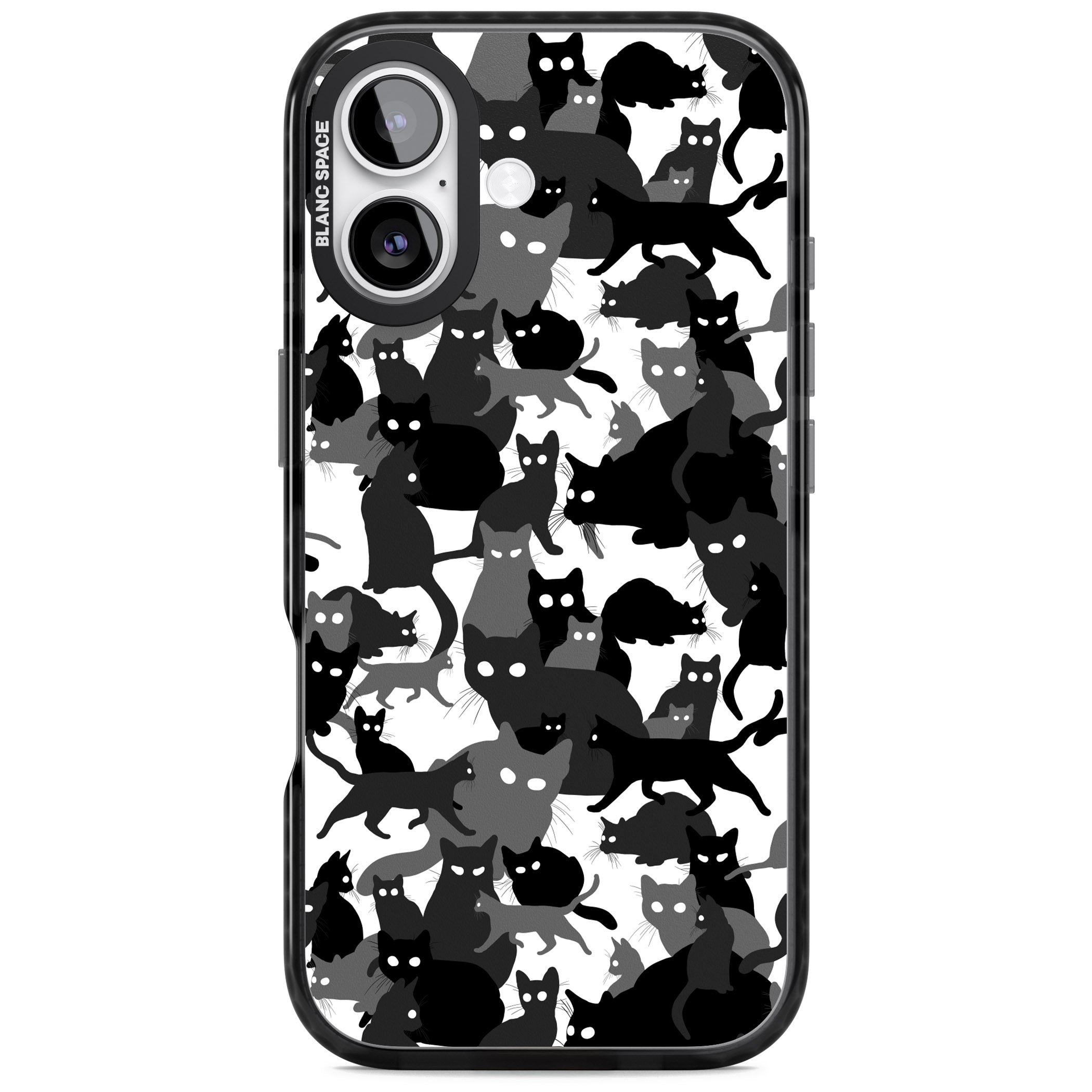 Black & White Cat Camouflage iPhone 17 Impact Pro Black Phone Case