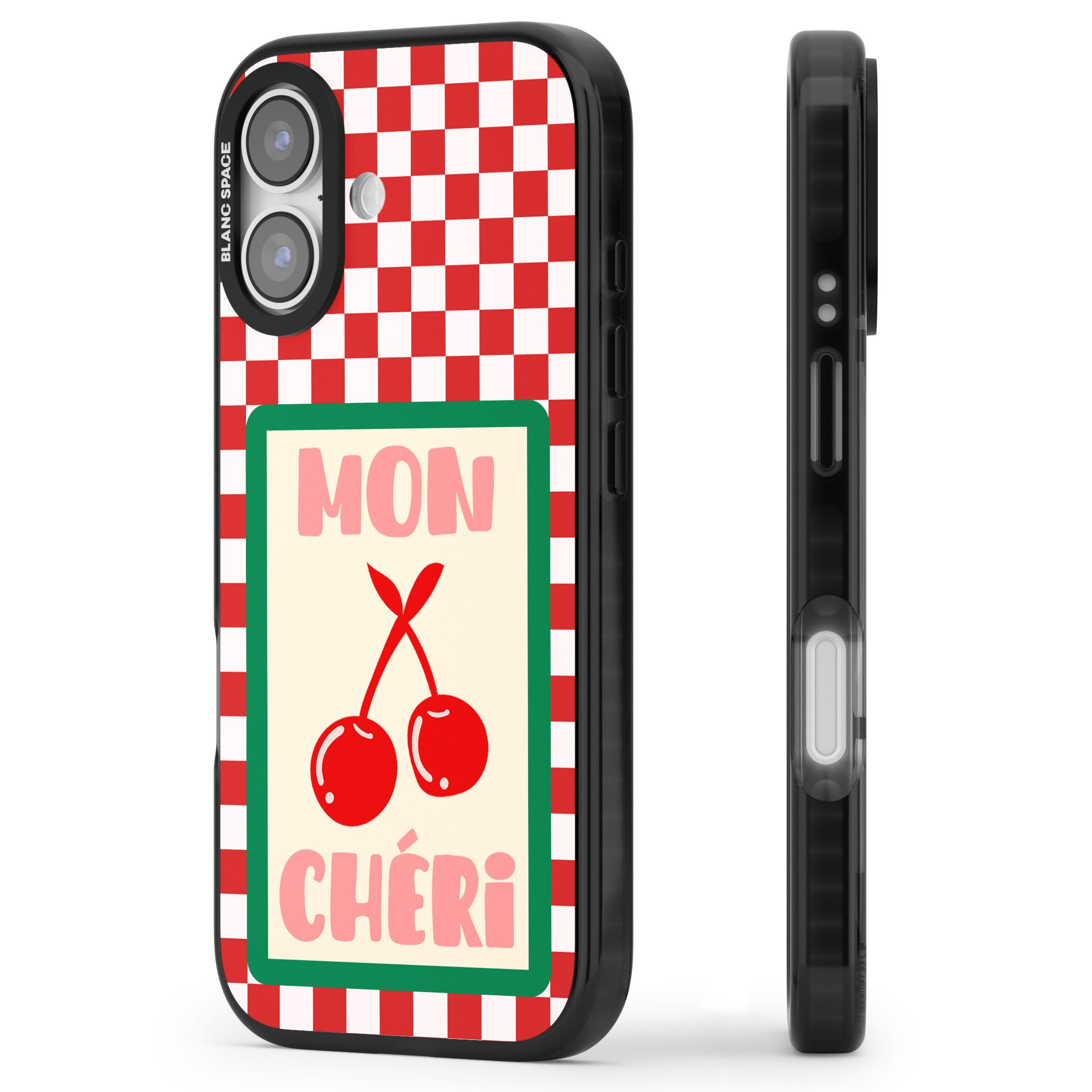Mon Cheri iPhone 17 Impact Pro Black Phone Case Side Profile