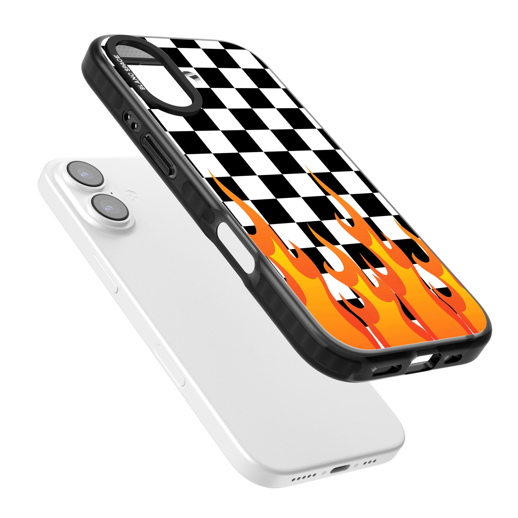 Checkered Fire iPhone 17 Impact Pro Black Phone Case Colours