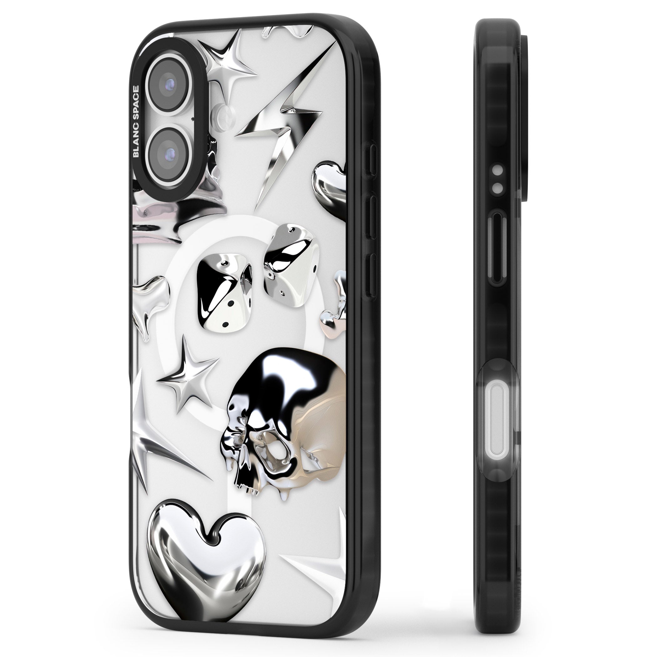 Chromed iPhone 17 Impact Pro Black Phone Case Side Profile