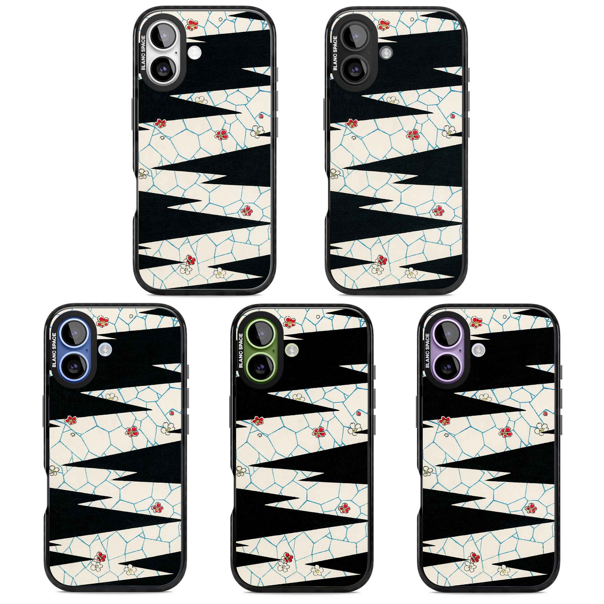 Japanese Flowers By Bijutsu Sekai iPhone 17 Impact Pro Black Phone Case APT Impact Protection