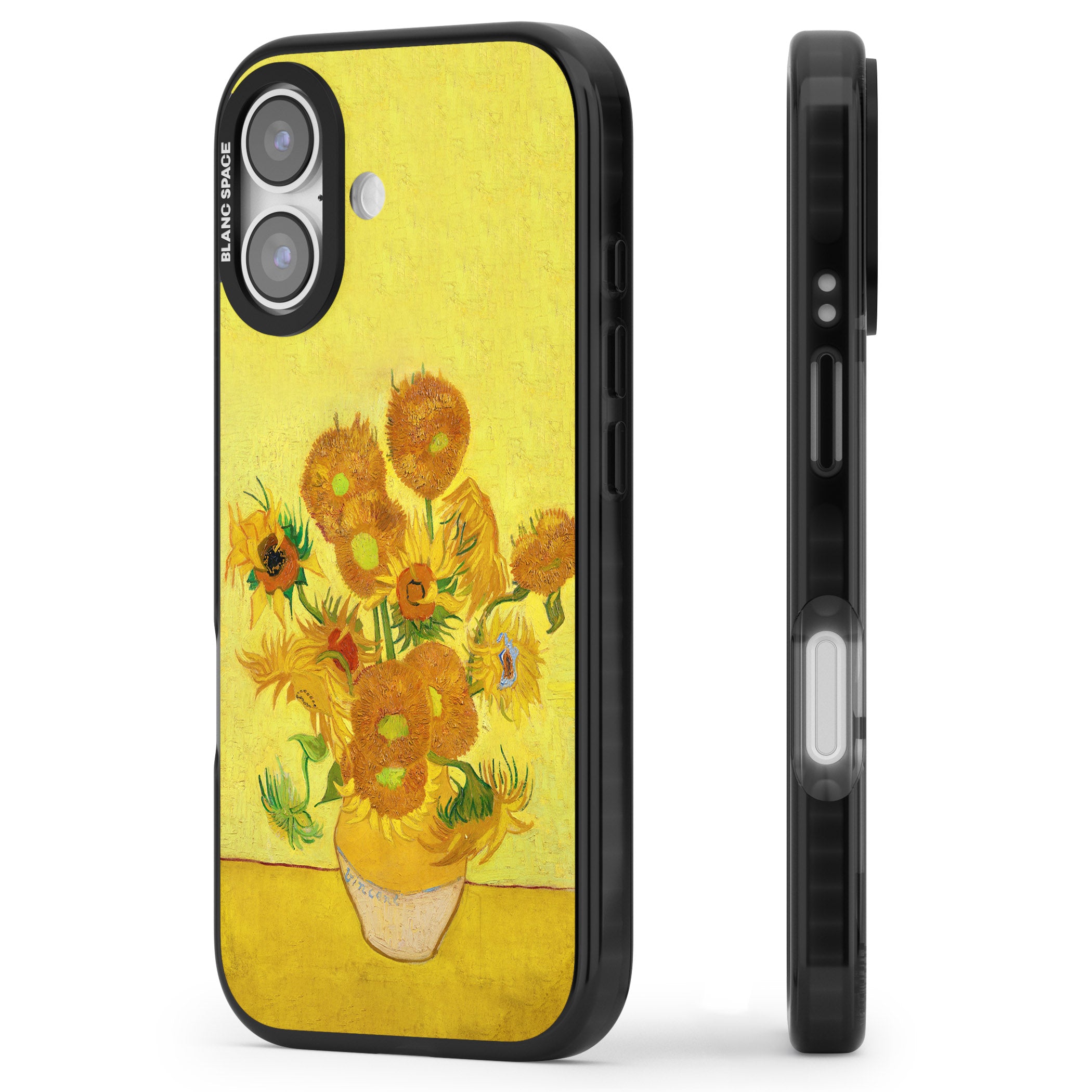 Sunflowers iPhone 17 Impact Pro Black Phone Case Side Profile