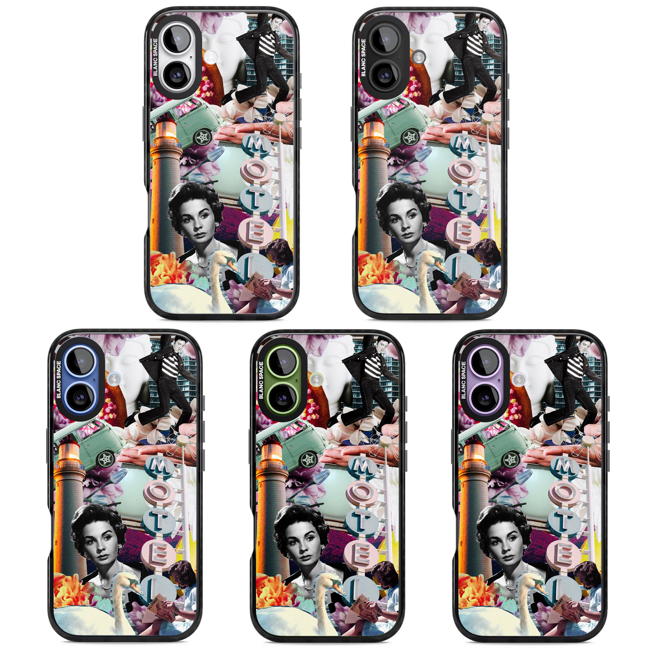 Retro Motel Collage iPhone 17 Impact Pro Black Phone Case APT Impact Protection
