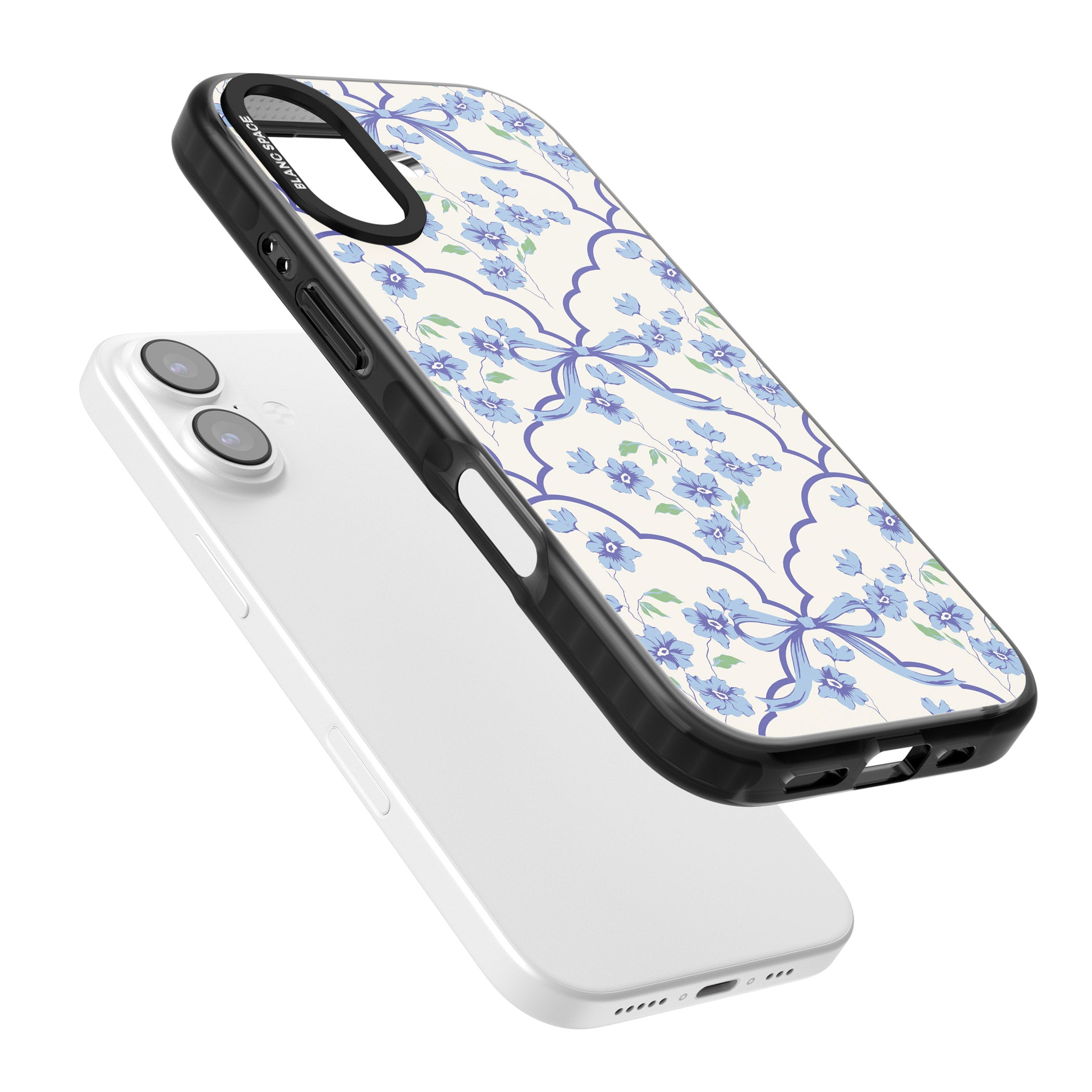 Blue Cottage Floral iPhone 17 Impact Pro Black Phone Case Colours