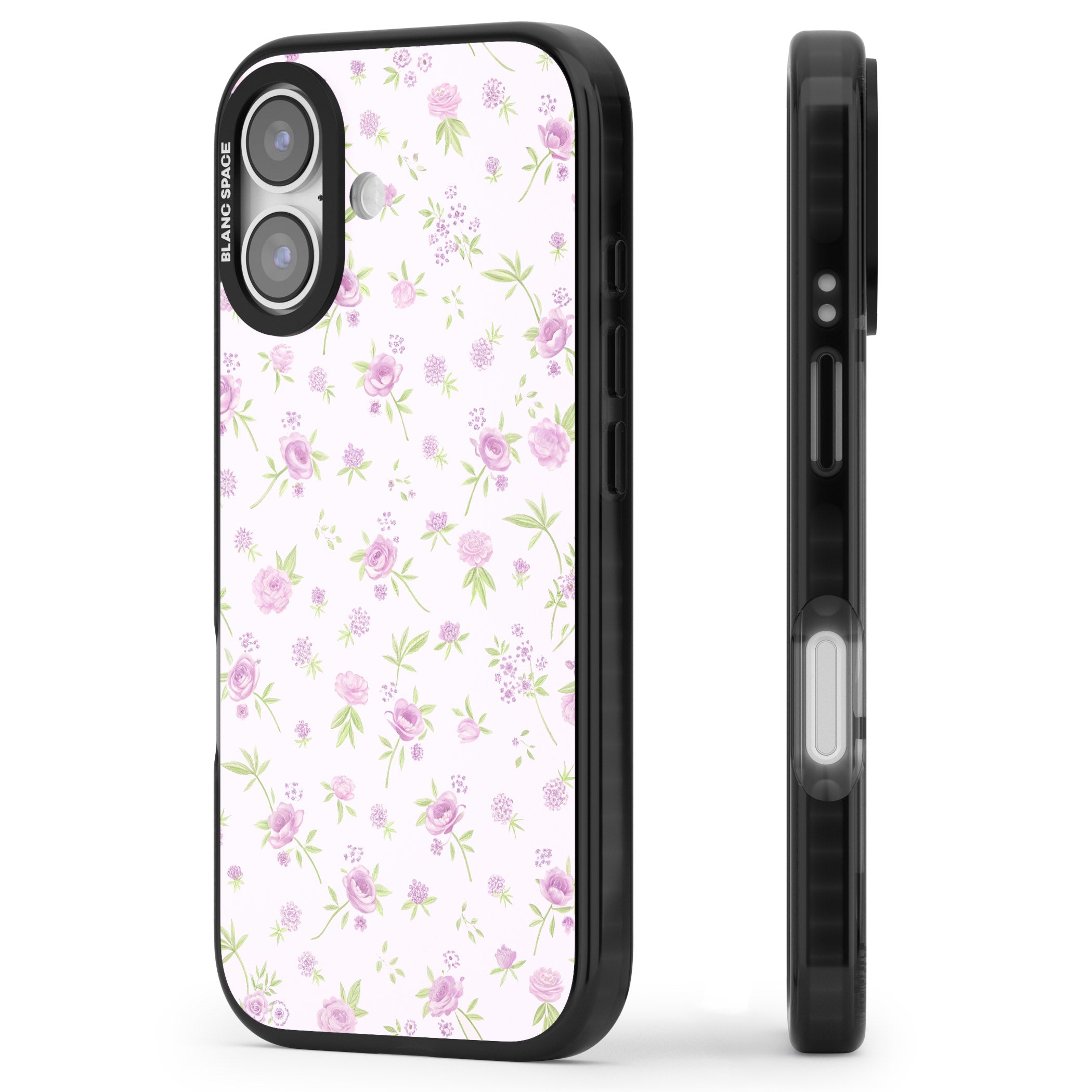 Pink Peonies iPhone 17 Impact Pro Black Phone Case Side Profile