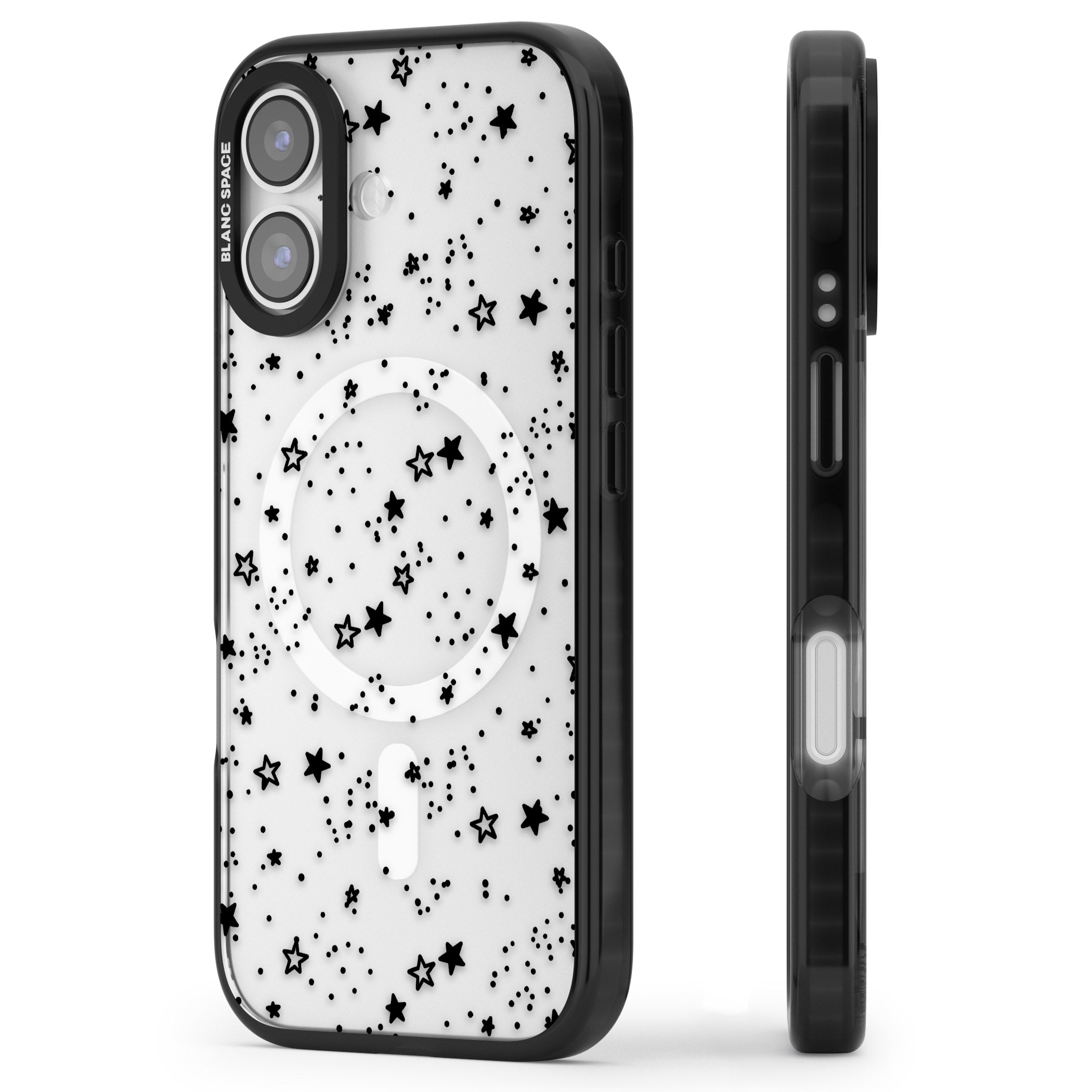Black Star Speckle iPhone 17 Impact Pro Black Phone Case Side Profile