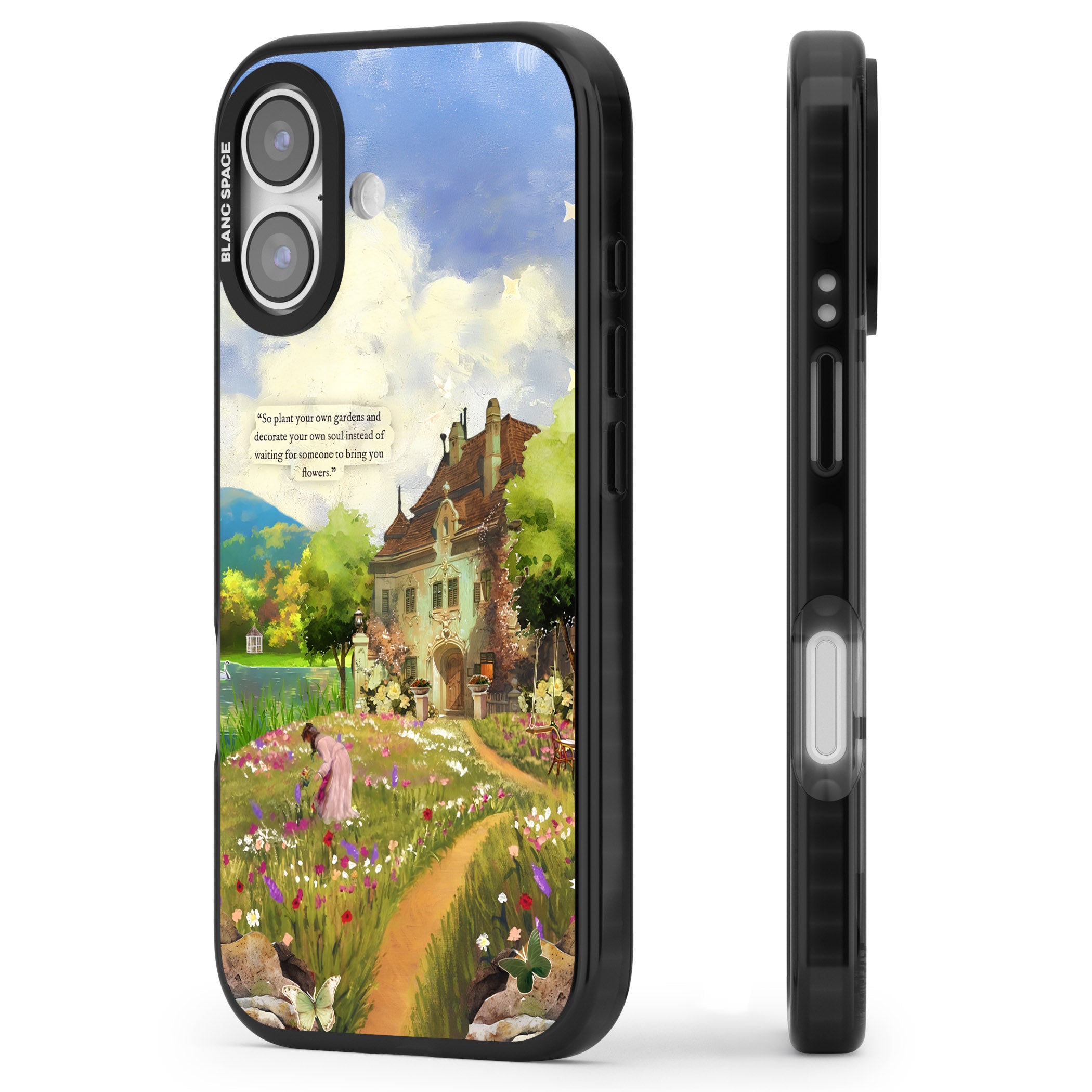 Spring Cottage iPhone 17 Impact Pro Black Phone Case Side Profile