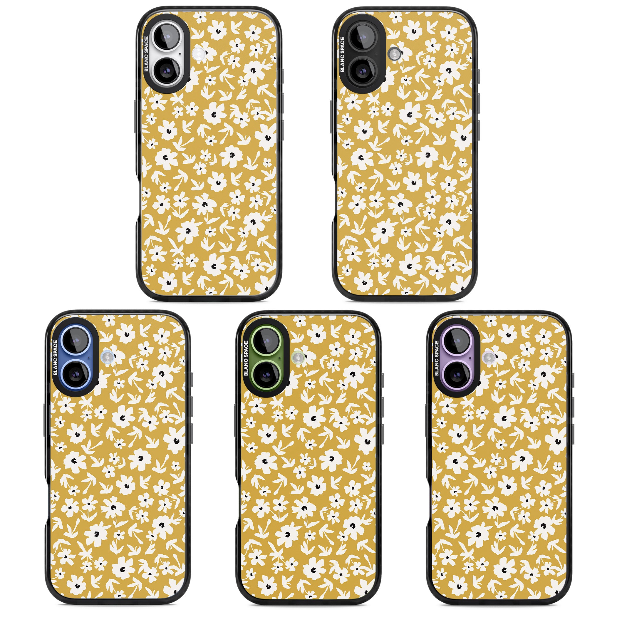 Mustard Floral iPhone 17 Impact Pro Black Phone Case APT Impact Protection
