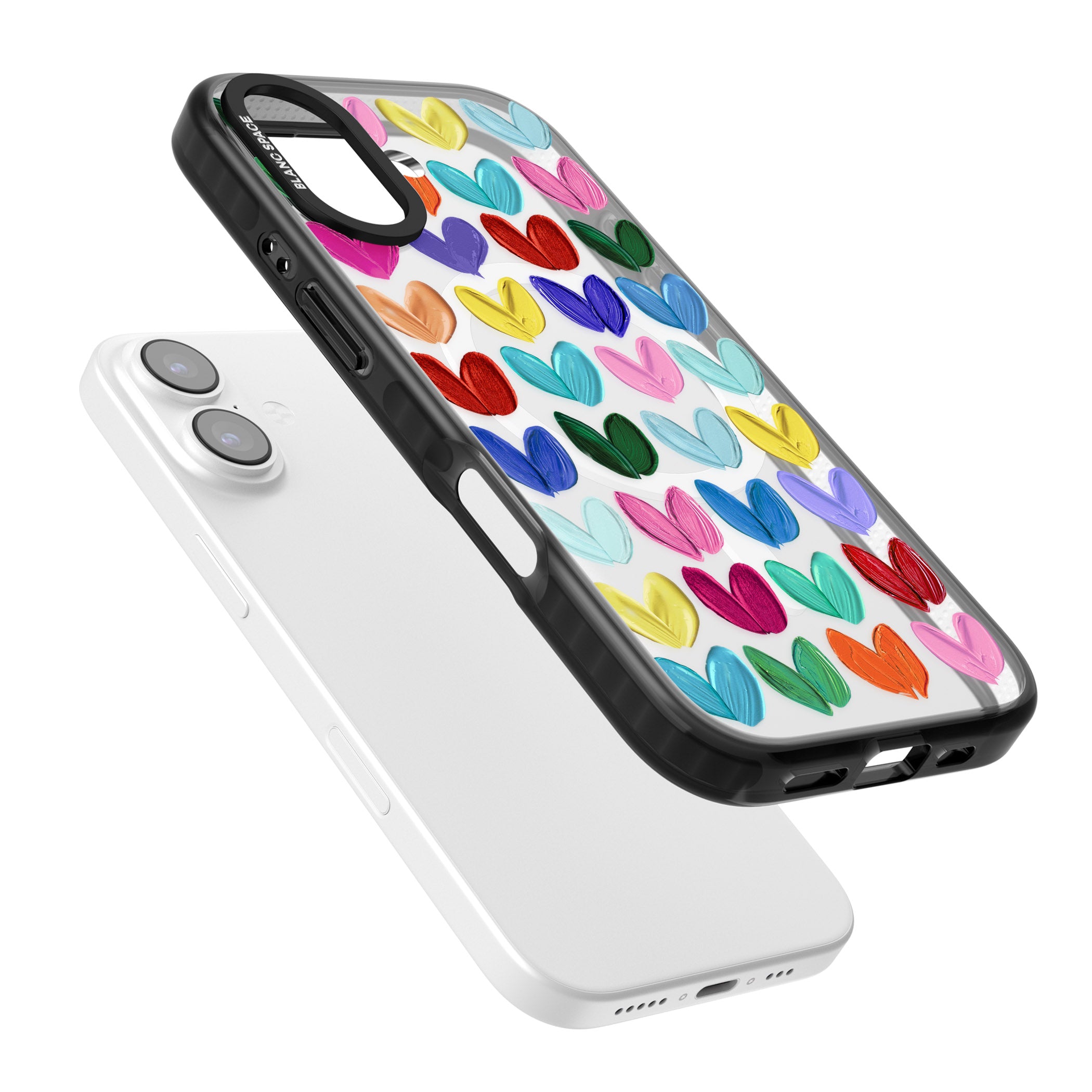 Oil Painted Hearts iPhone 17 Impact Pro Black Phone Case Colours