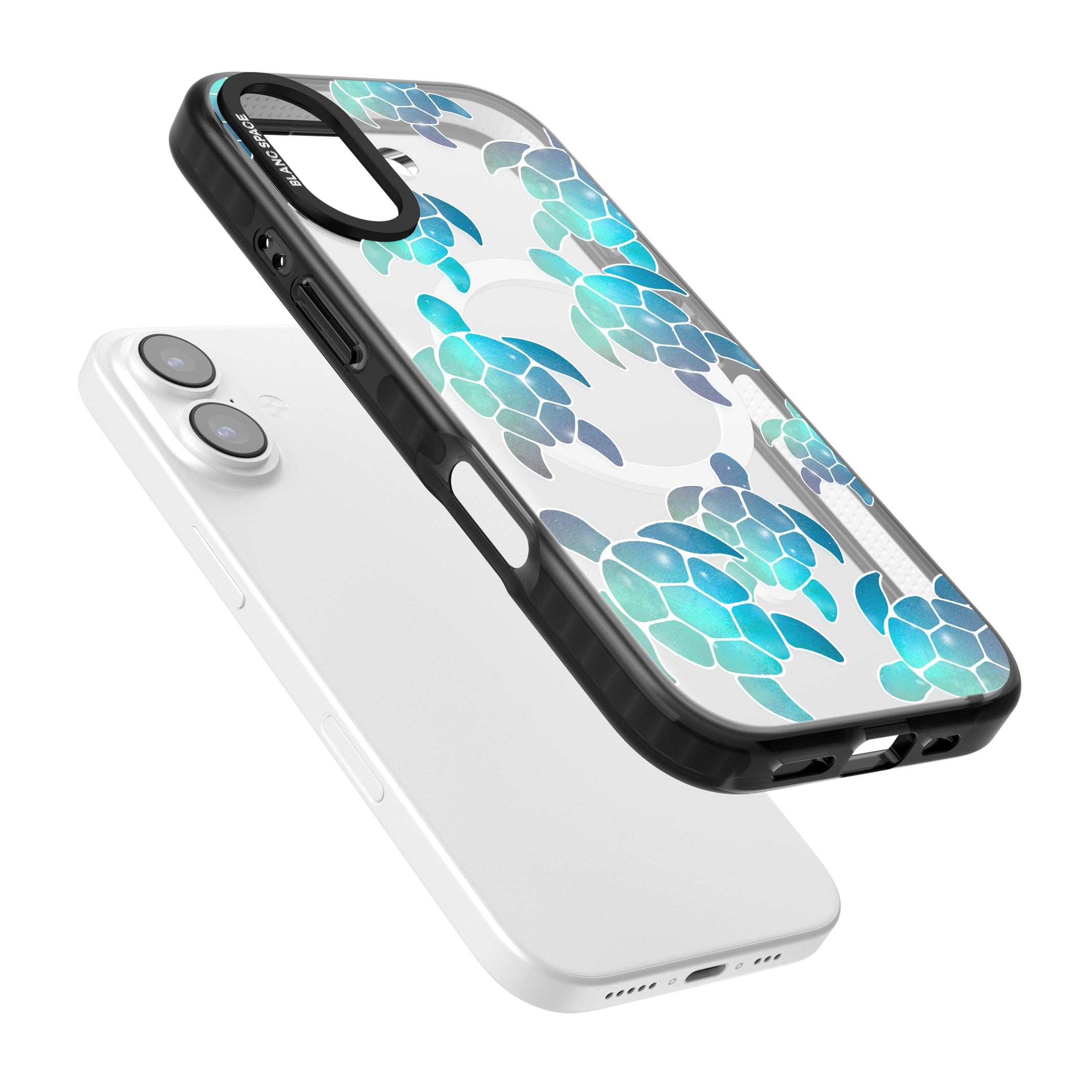 Aqua Space Turtles iPhone 17 Impact Pro Black Phone Case Colours