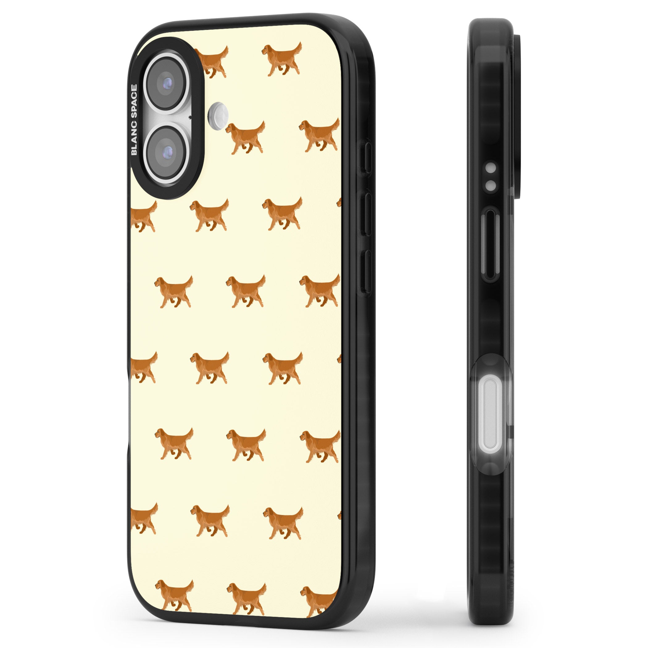 Golden Retriever Dog Pattern iPhone 17 Impact Pro Black Phone Case Side Profile