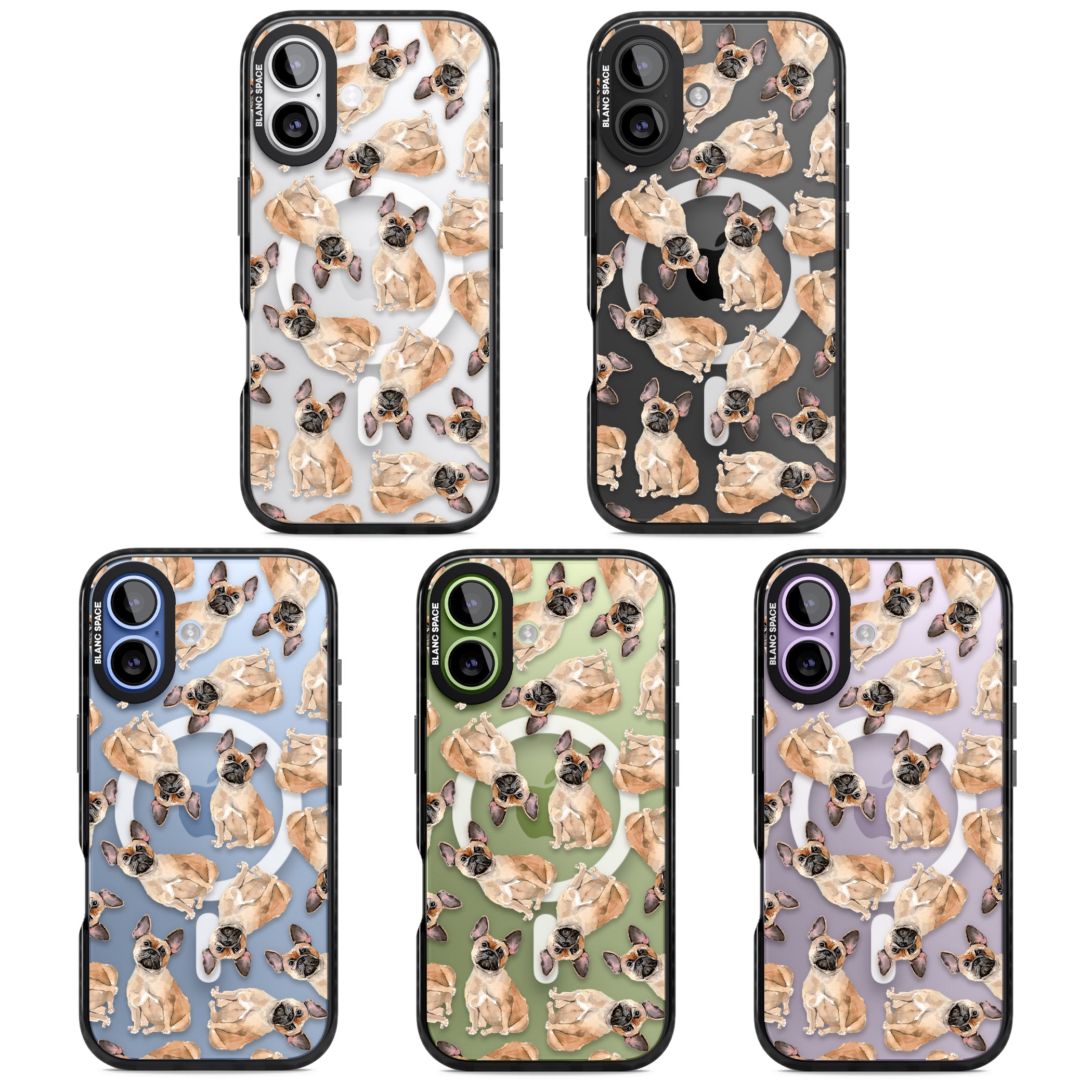 French Bulldog Watercolour Pattern iPhone 17 Impact Pro Black Phone Case APT Impact Protection