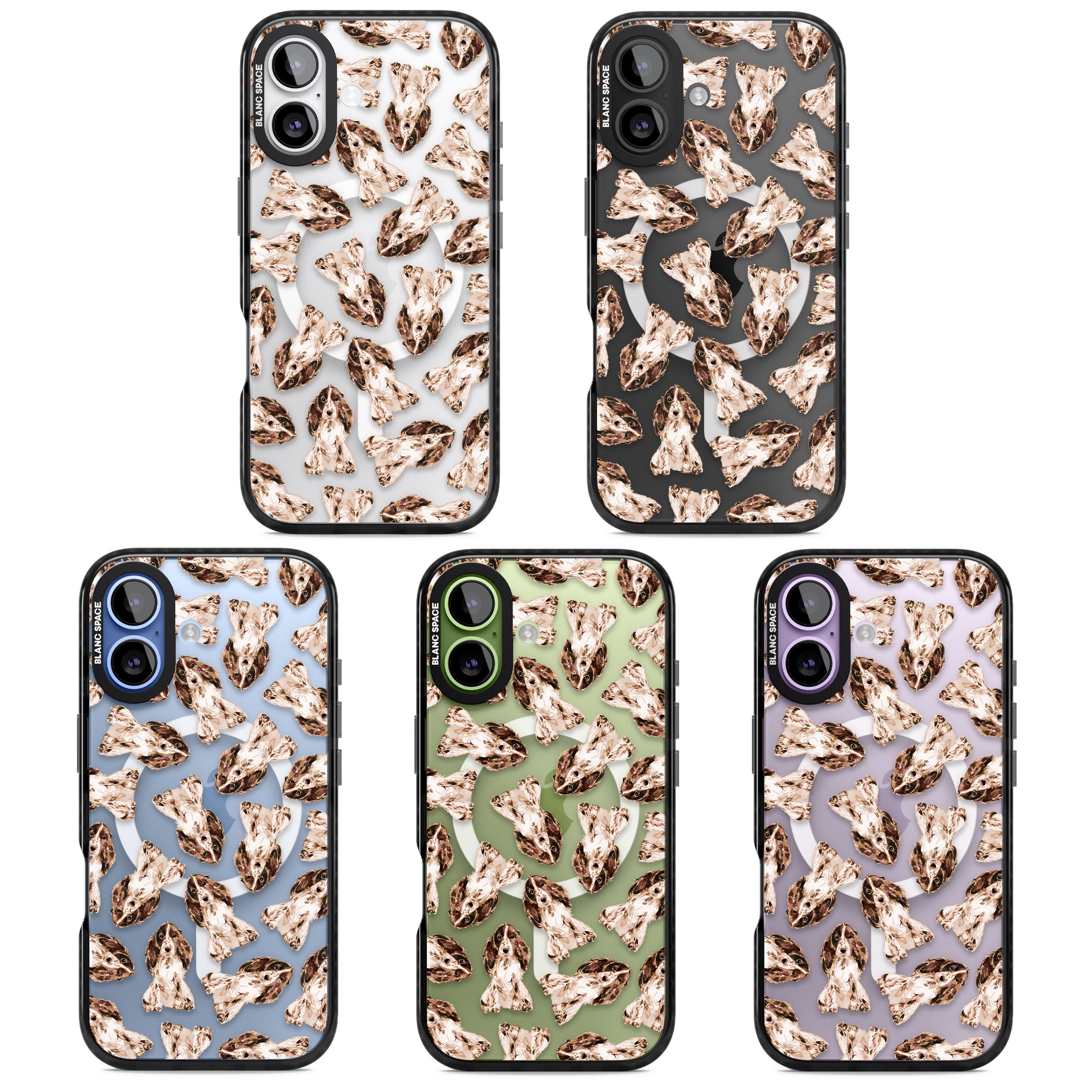 Cocker Spaniel (Brown) Watercolour Dog Pattern iPhone 17 Impact Pro Black Phone Case APT Impact Protection