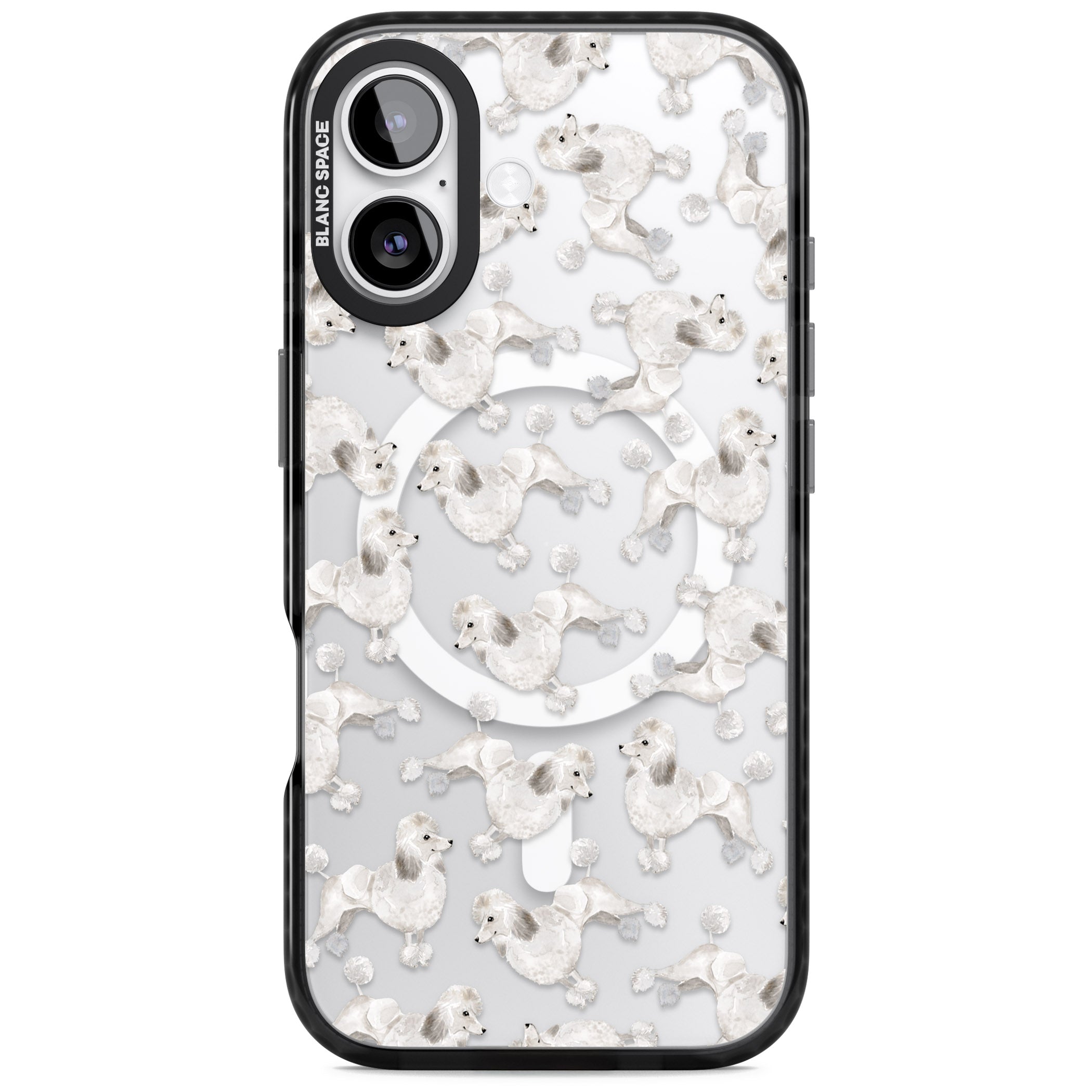 Poodle Watercolor Pattern iPhone 17 Impact Pro Black Phone Case