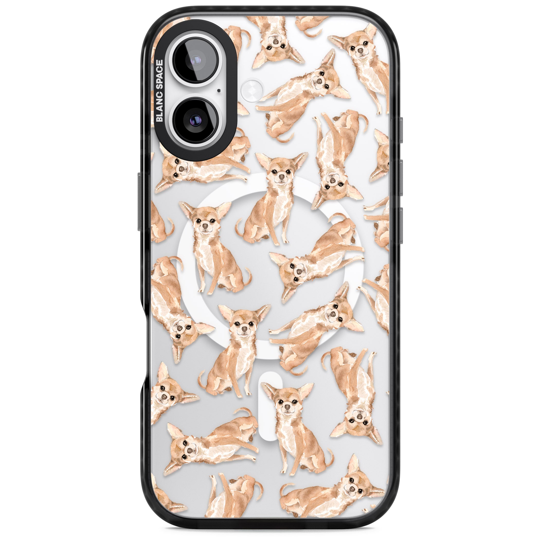 Chihuahua Watercolour Dog Pattern iPhone 17 Impact Pro Black Phone Case