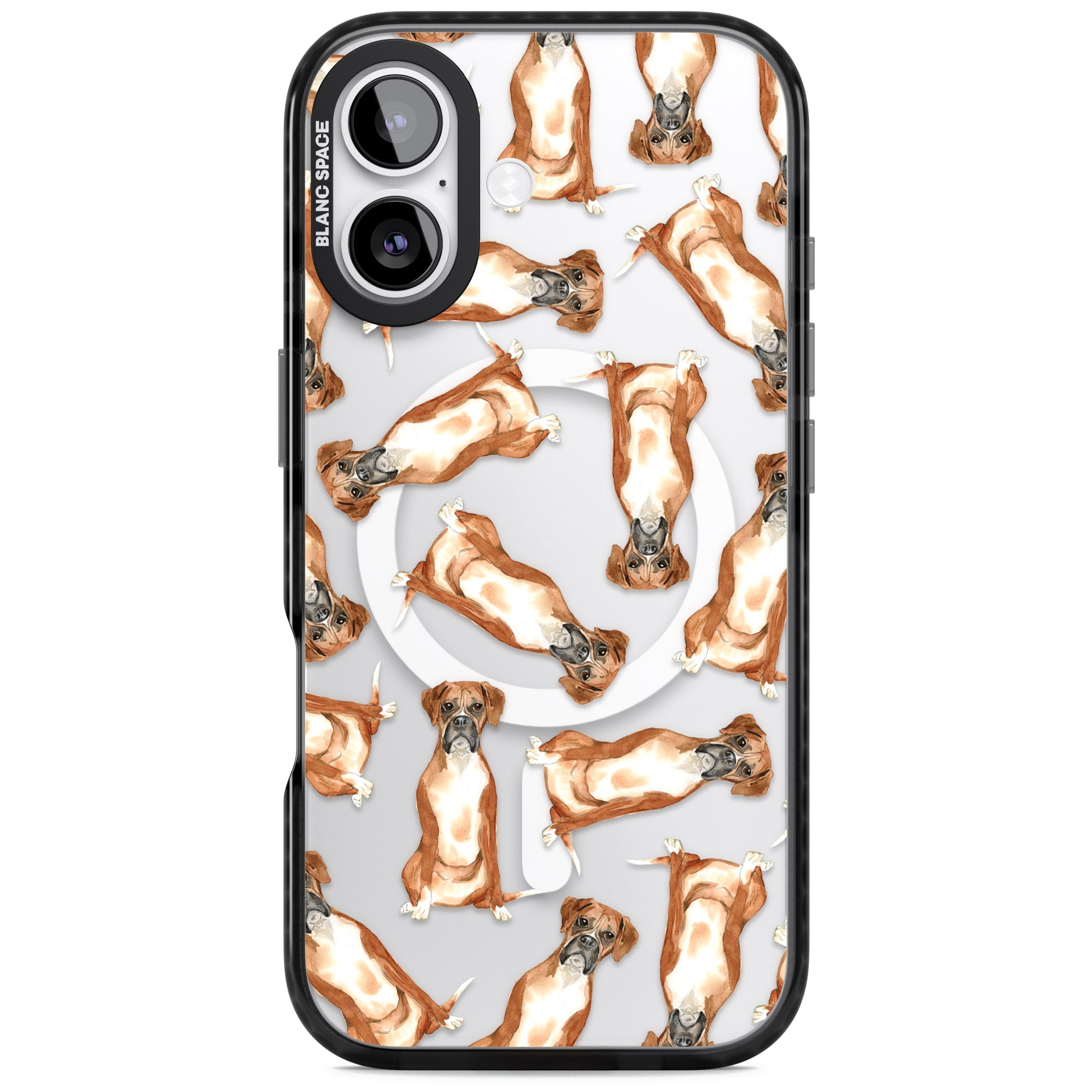 Boxer Watercolor Dog Pattern iPhone 17 Impact Pro Black Phone Case