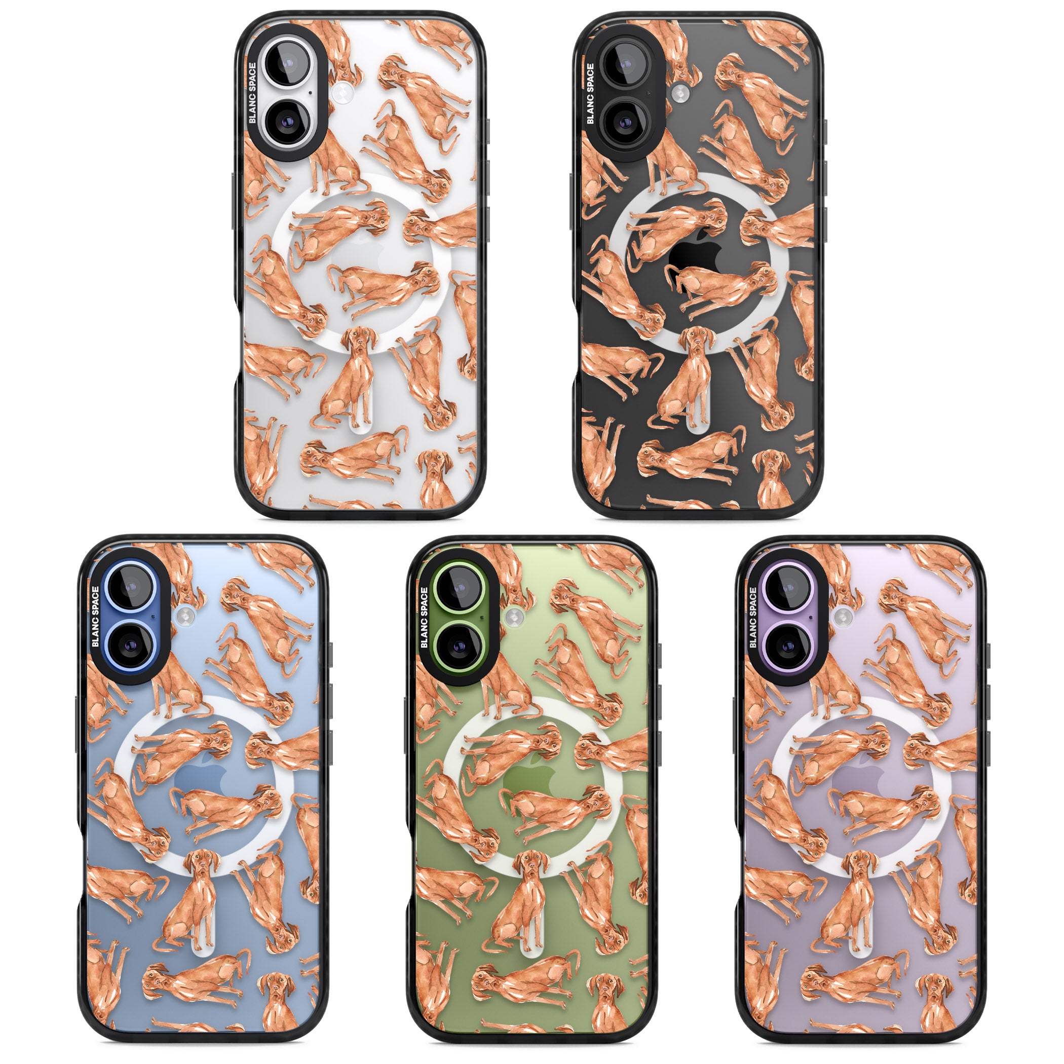 Hungarian Vizsla Watercolor Pattern iPhone 17 Impact Pro Black Phone Case APT Impact Protection