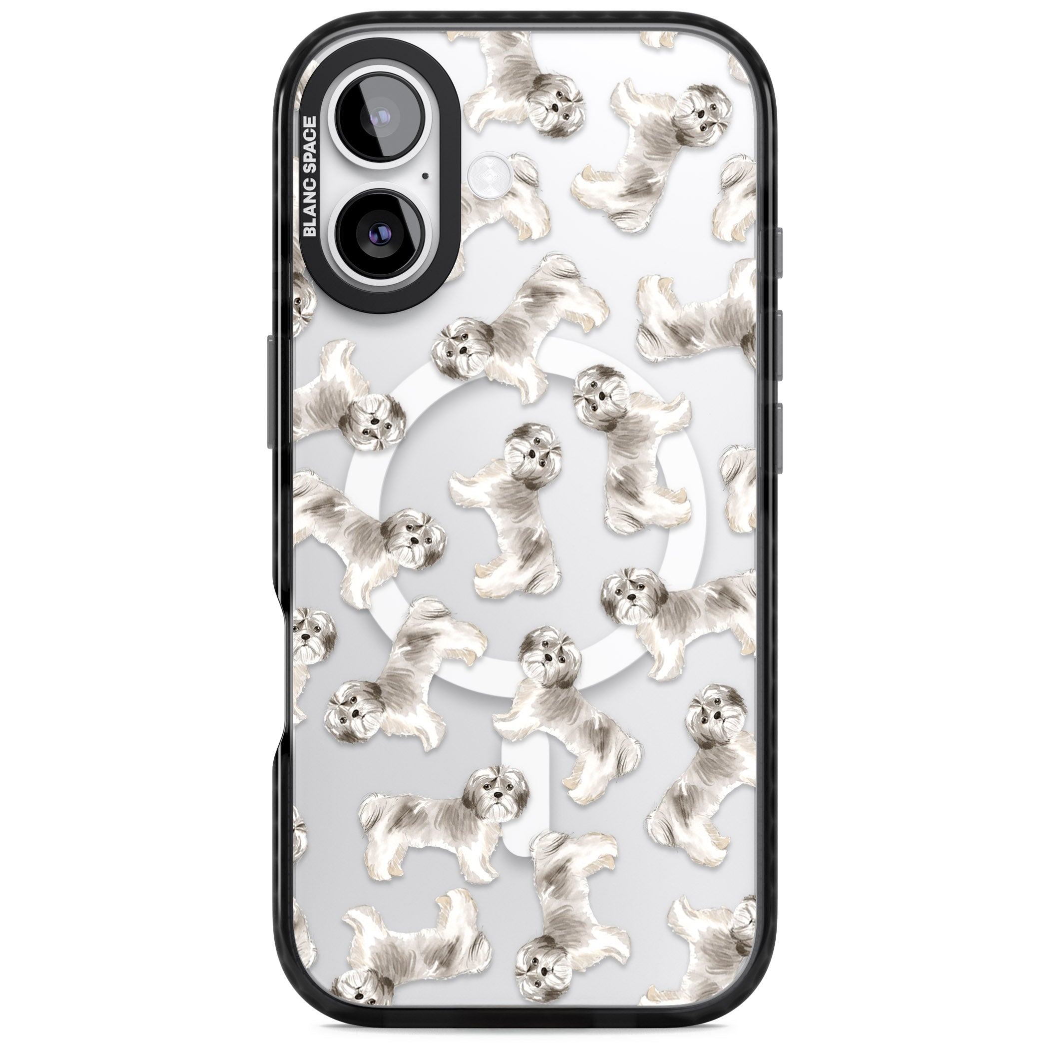 Shih Tzu Dog Pattern iPhone 17 Impact Pro Black Phone Case