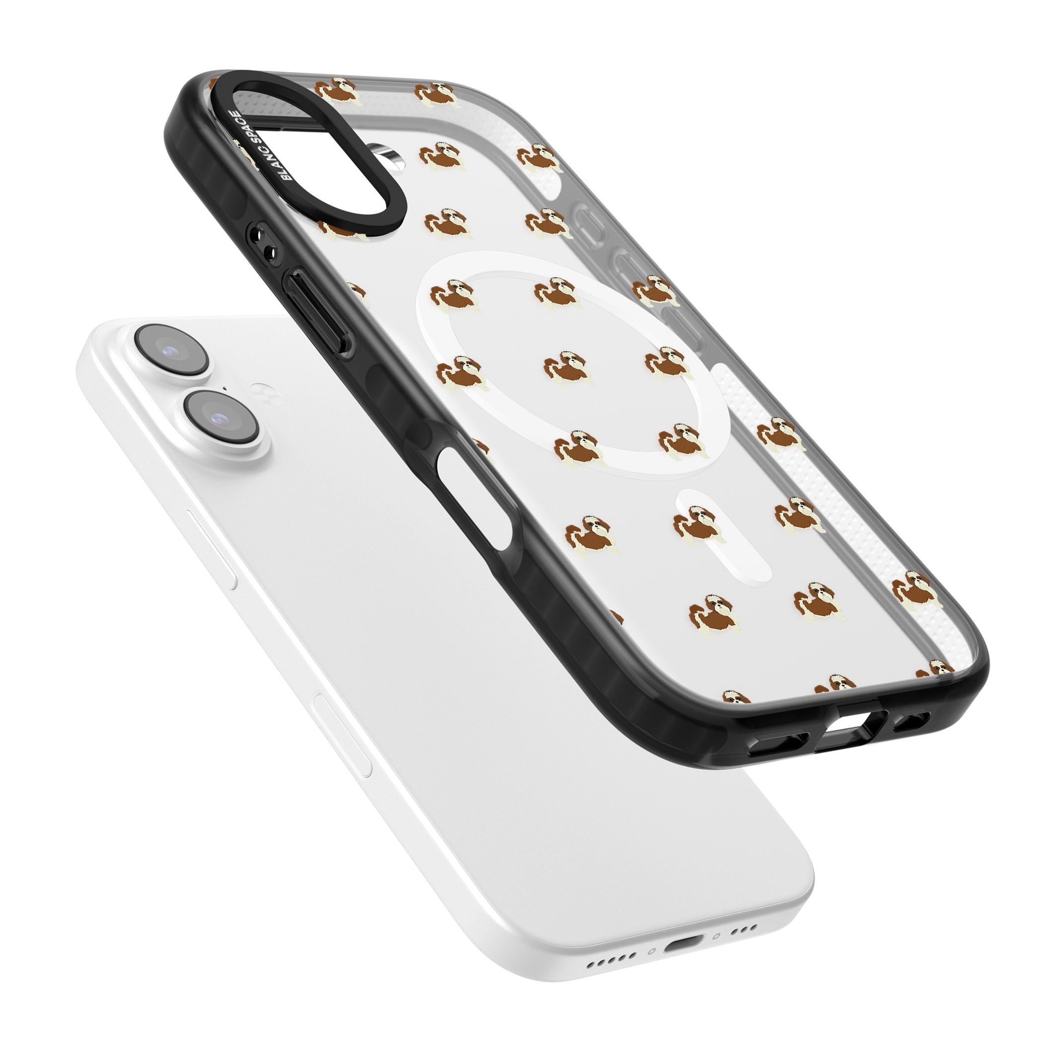 Shih Tzu Pattern Clear iPhone 17 Impact Pro Black Phone Case Colours
