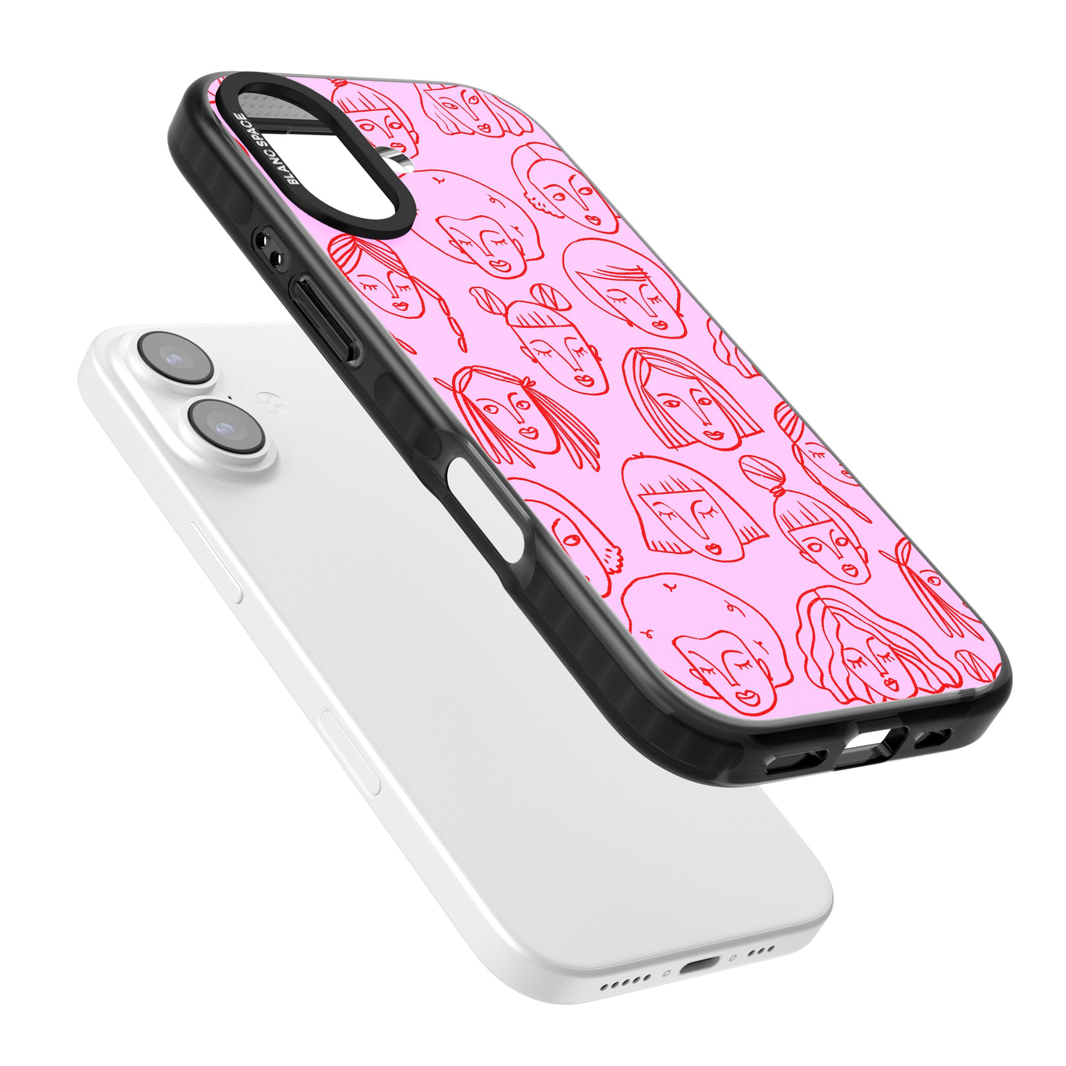 Girl Portrait Doodles iPhone 17 Impact Pro Black Phone Case Colours